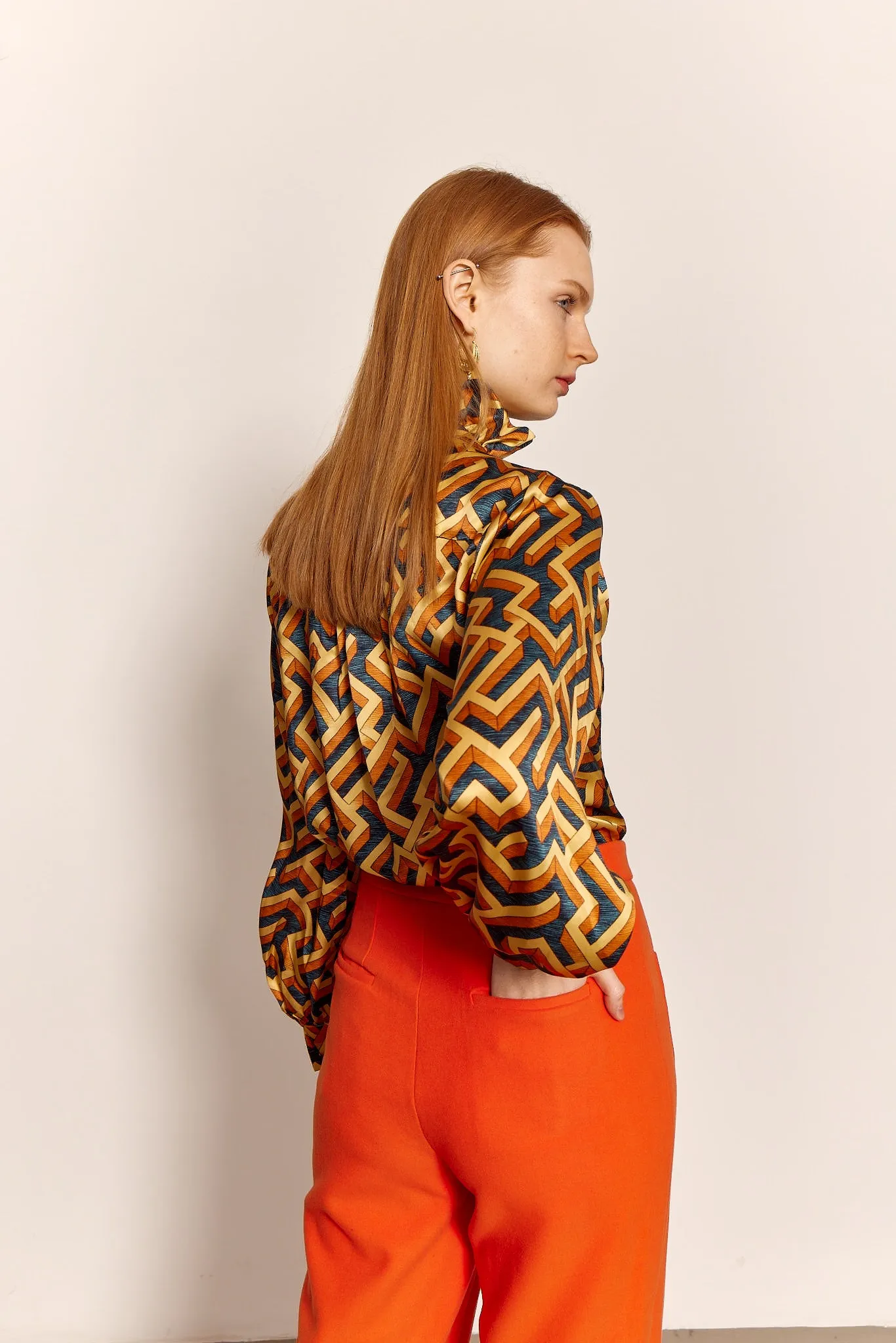 0 Wool Pattie Trouser in Tangerine