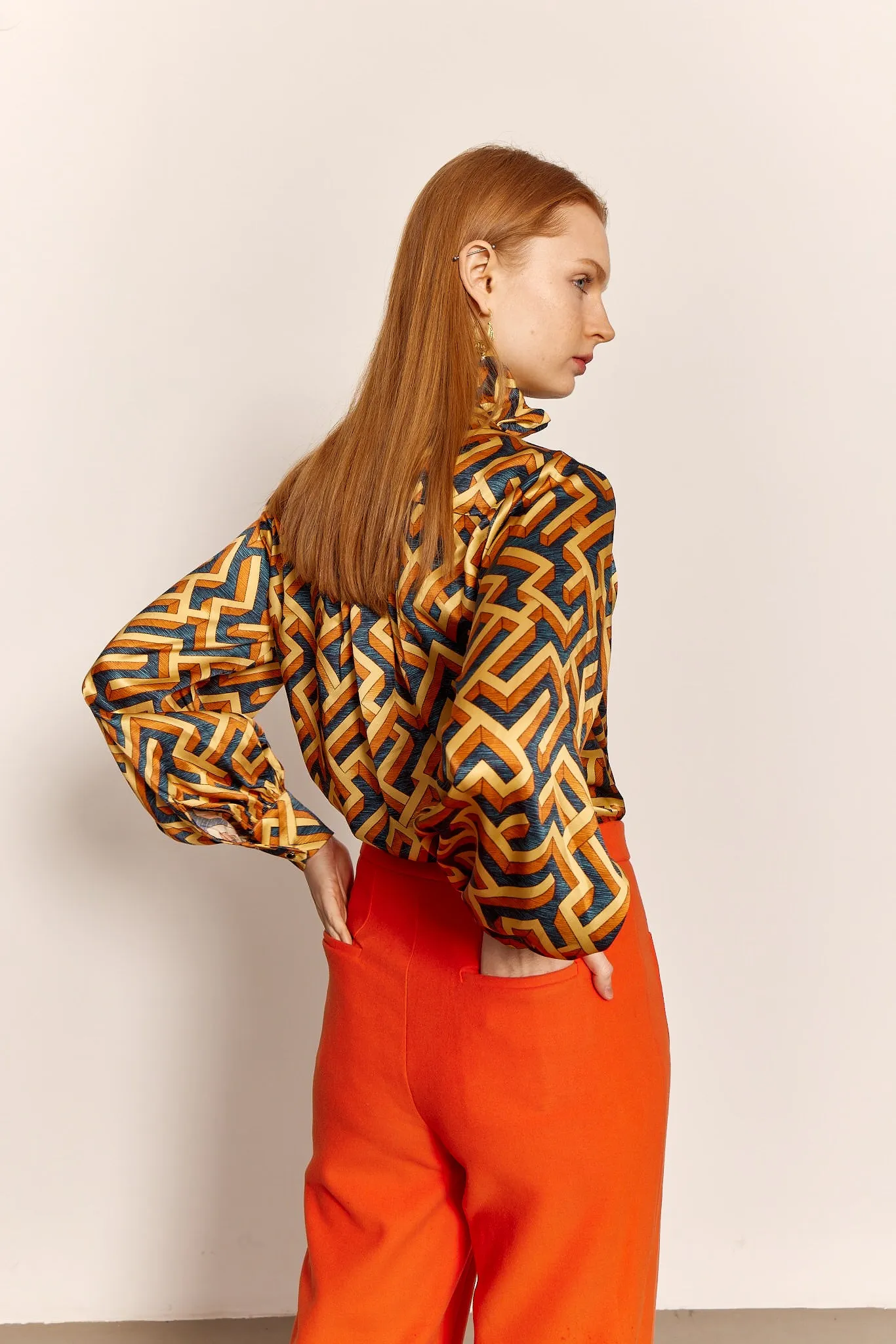 0 Wool Pattie Trouser in Tangerine