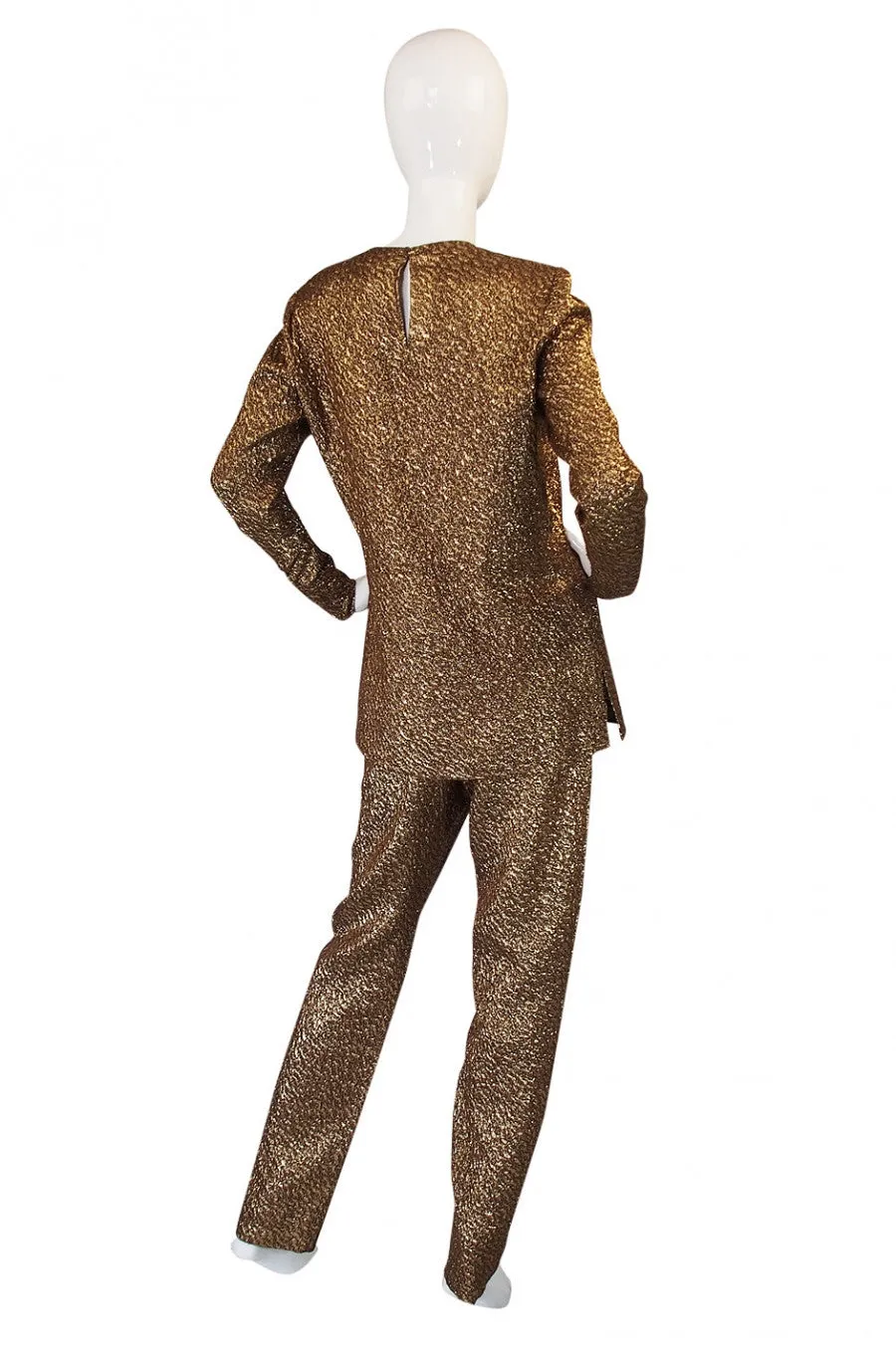 1960s Pierre Balmain Gold Silk Brocade Set
