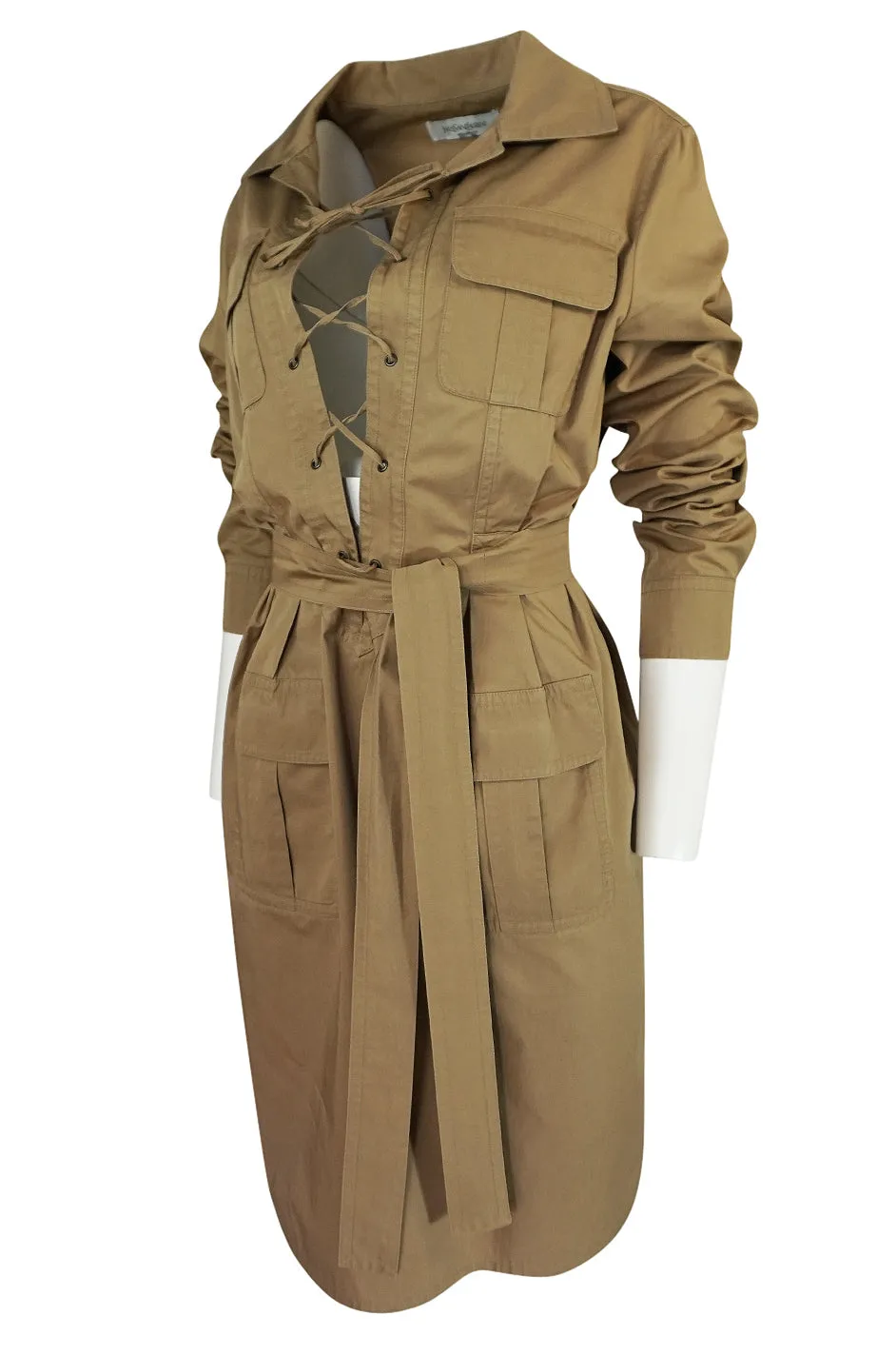 2002 Tom Ford for Yves Saint Laurent Reissue Khaki Safari Dress