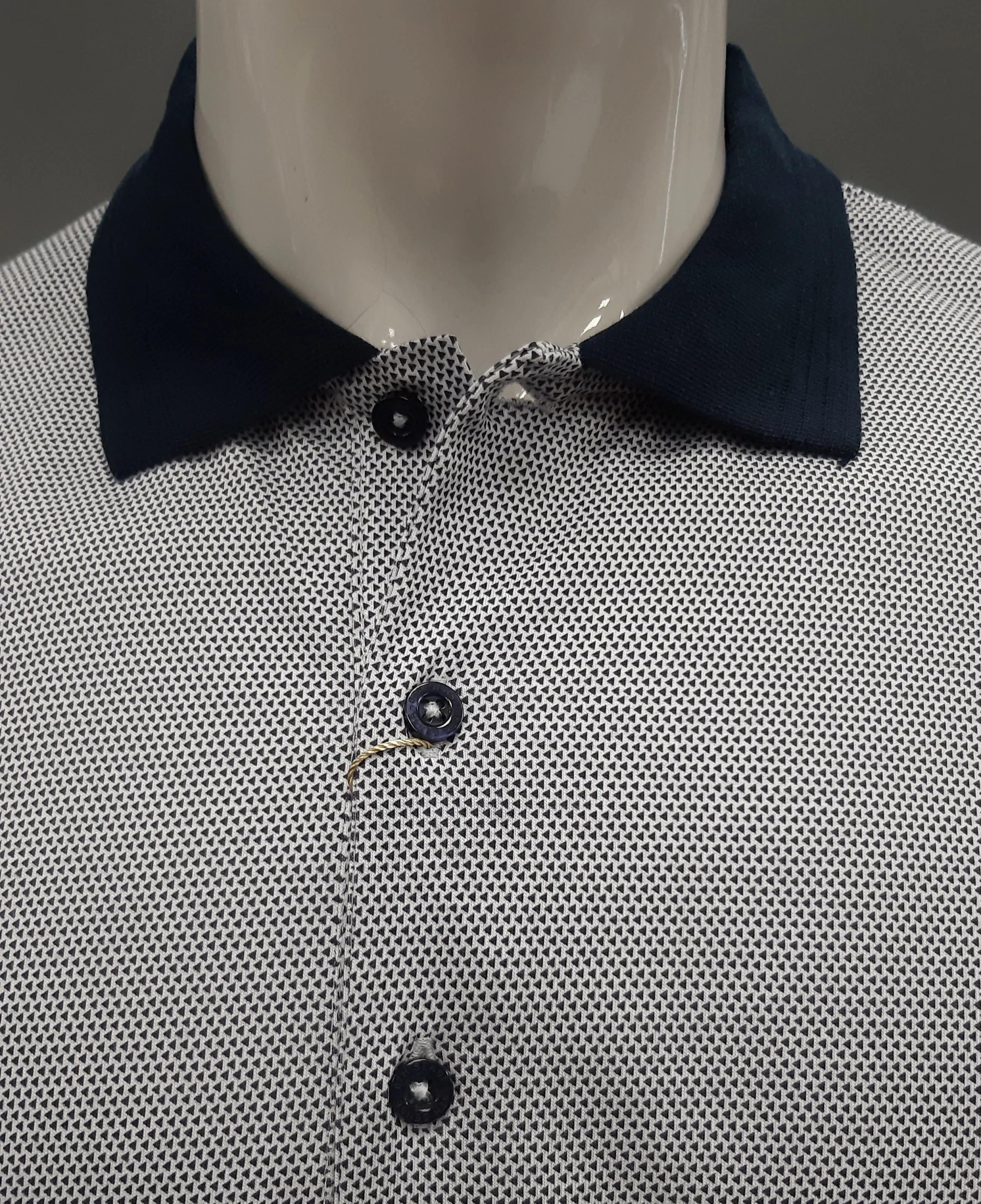 6th Sense Diamond Print Polo Shirt - White Mix