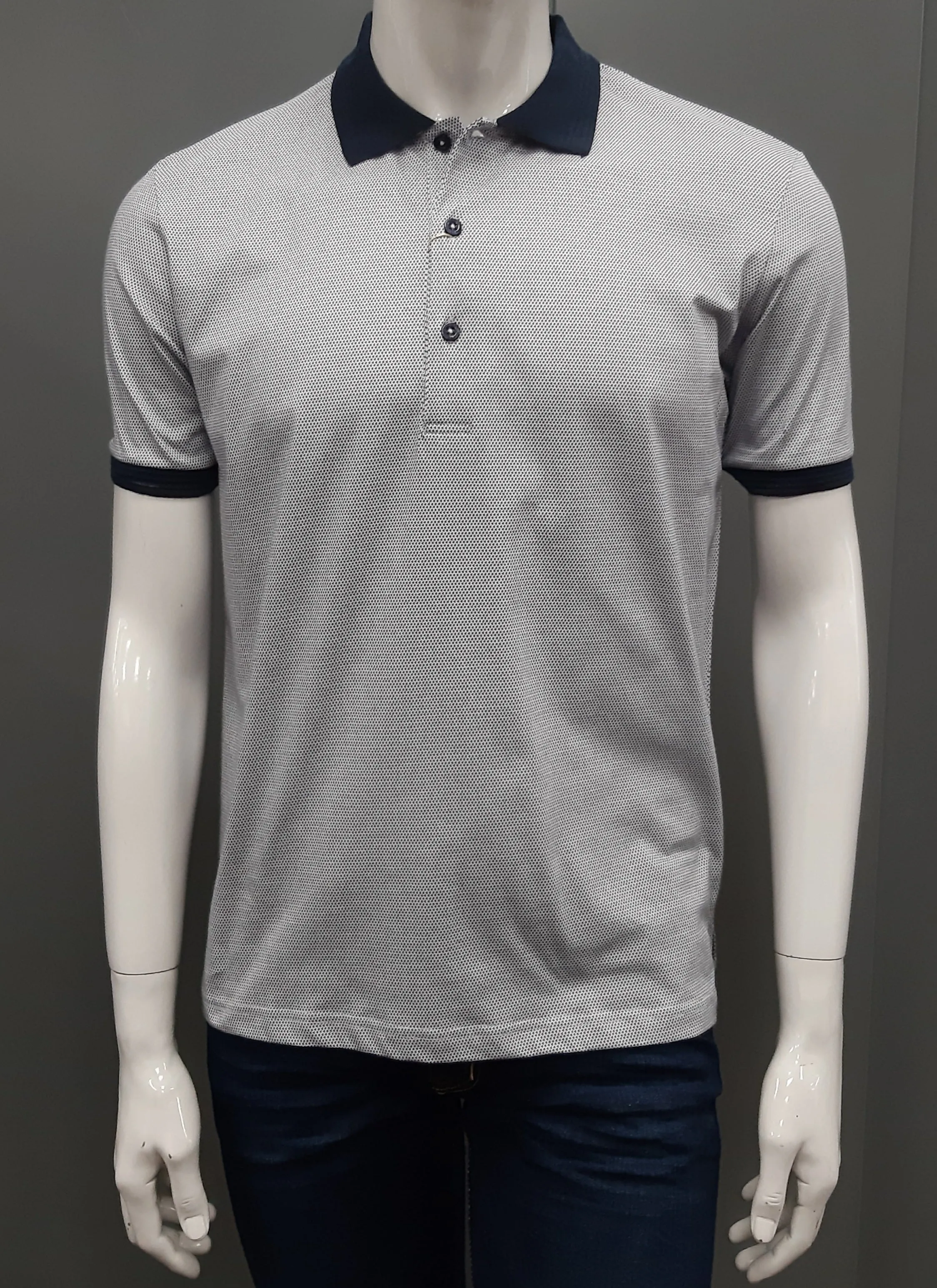 6th Sense Diamond Print Polo Shirt - White Mix