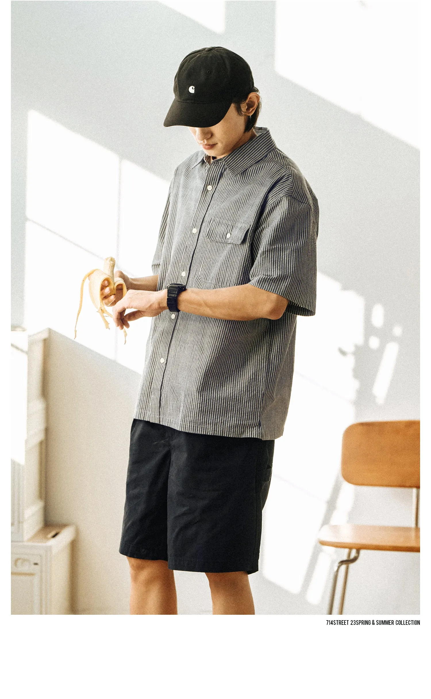 714street リラックスフィットストライプシャツ 714ST084