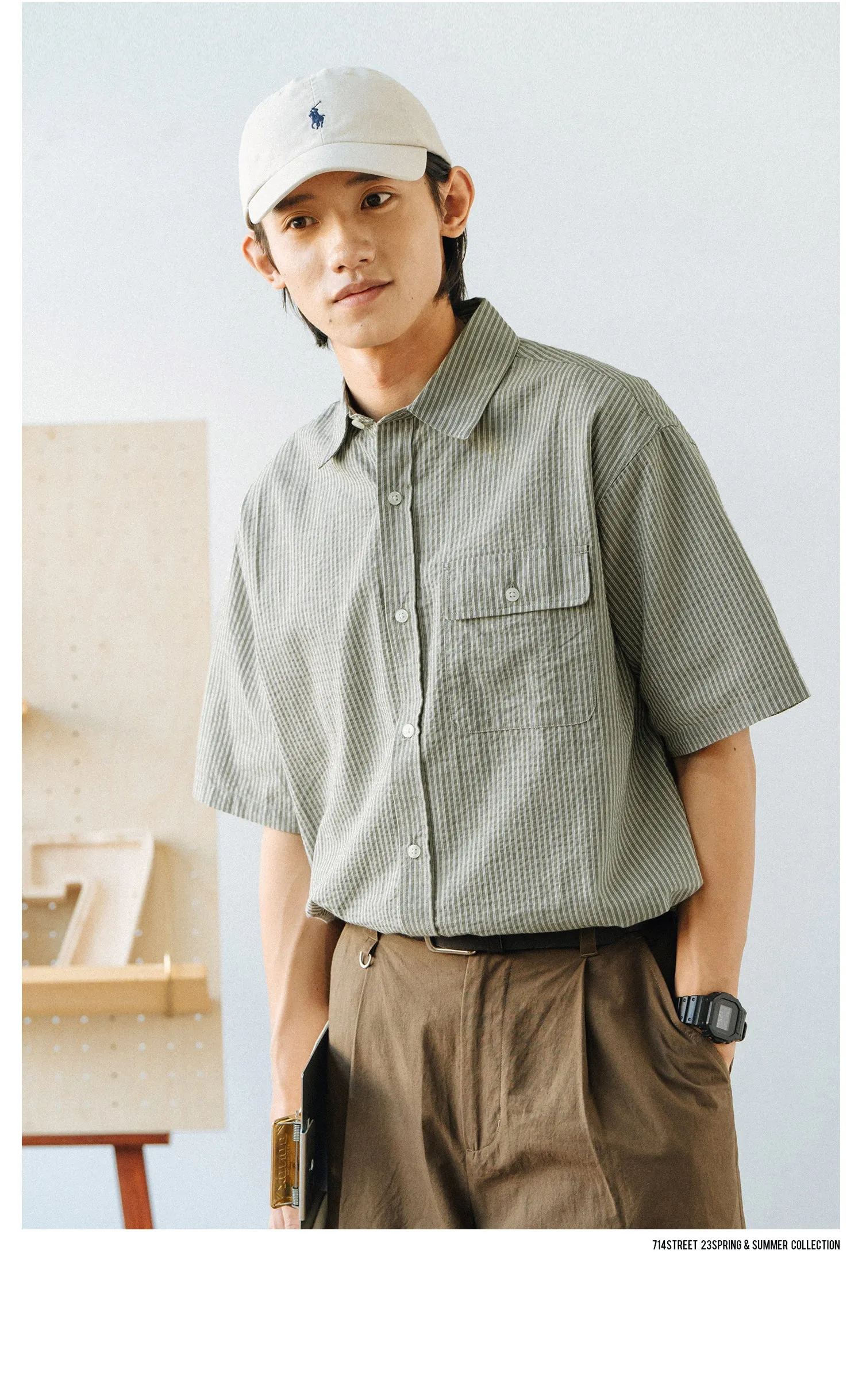 714street リラックスフィットストライプシャツ 714ST084