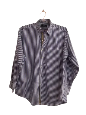A Shirt Story: Blue and White Striped Button Down with Green and Cream Striped Ribbon