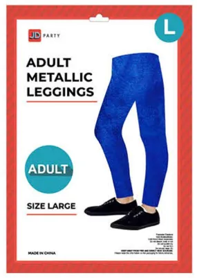 Adult Blue Metallic Leggings - Large