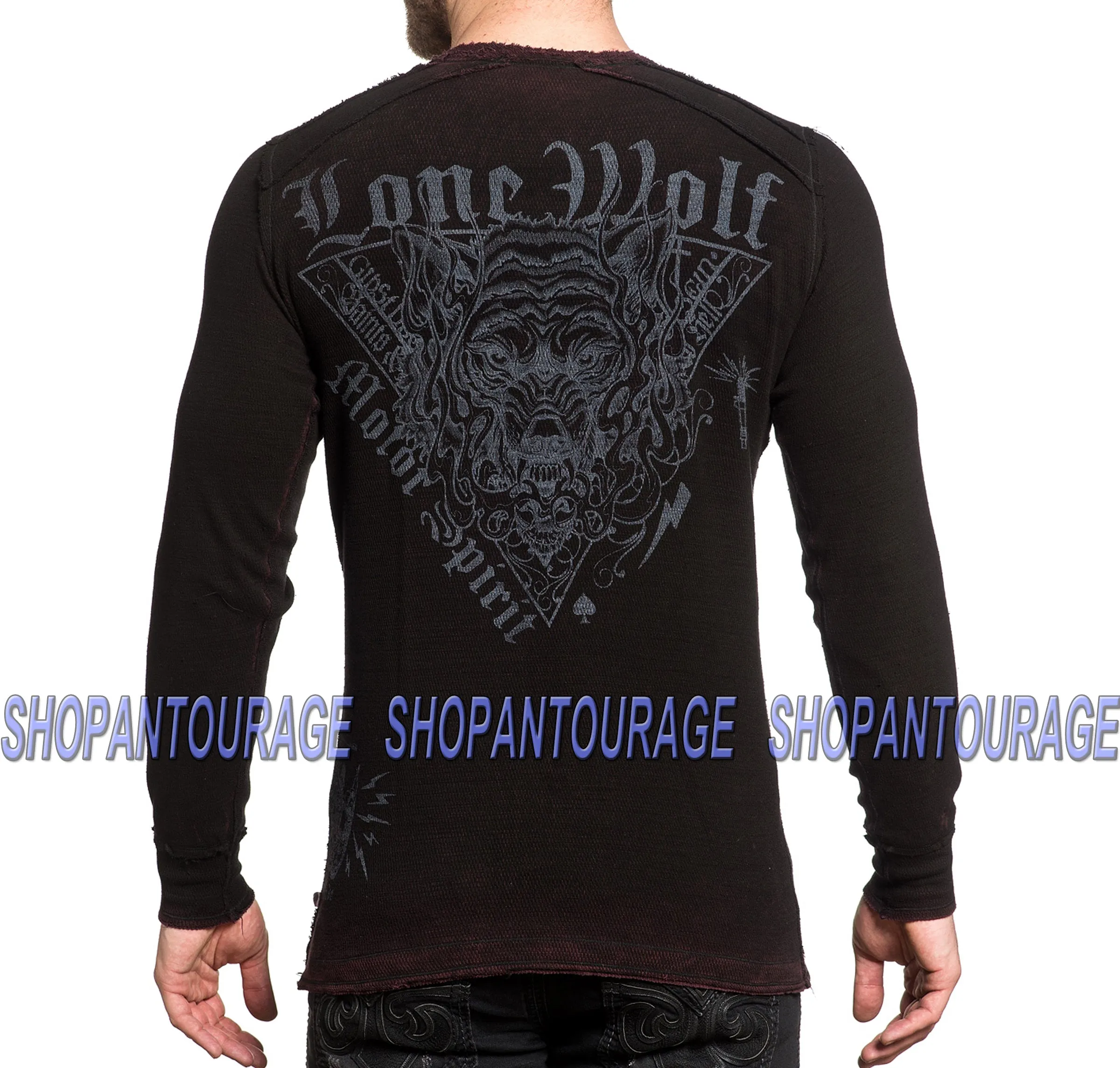 Affliction Rock Speed A19414 New Graphic Skull MMA Long Sleeve Reversible Thermal For Men