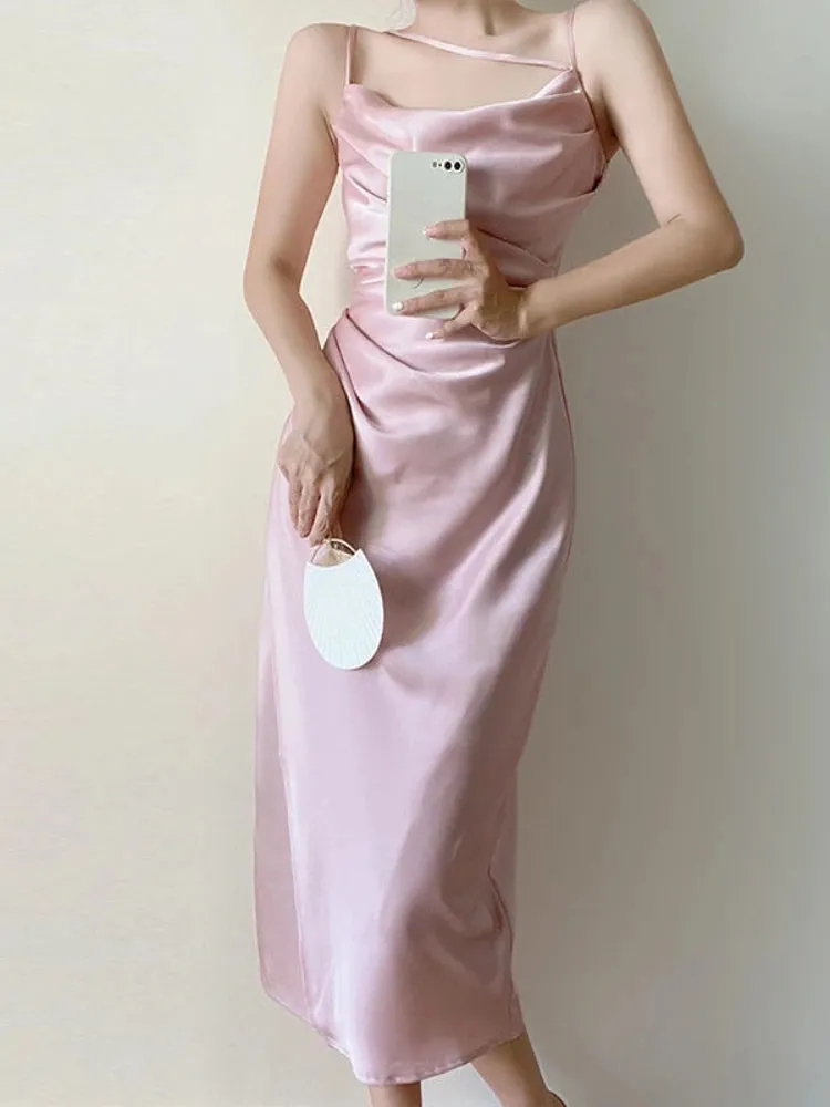 Aiertu Summer Elegant Sexy Two Piece Set Women Pink France Sweet Party Dress Set Female Print Vintage Tunic   Ruched Fairy Dress New