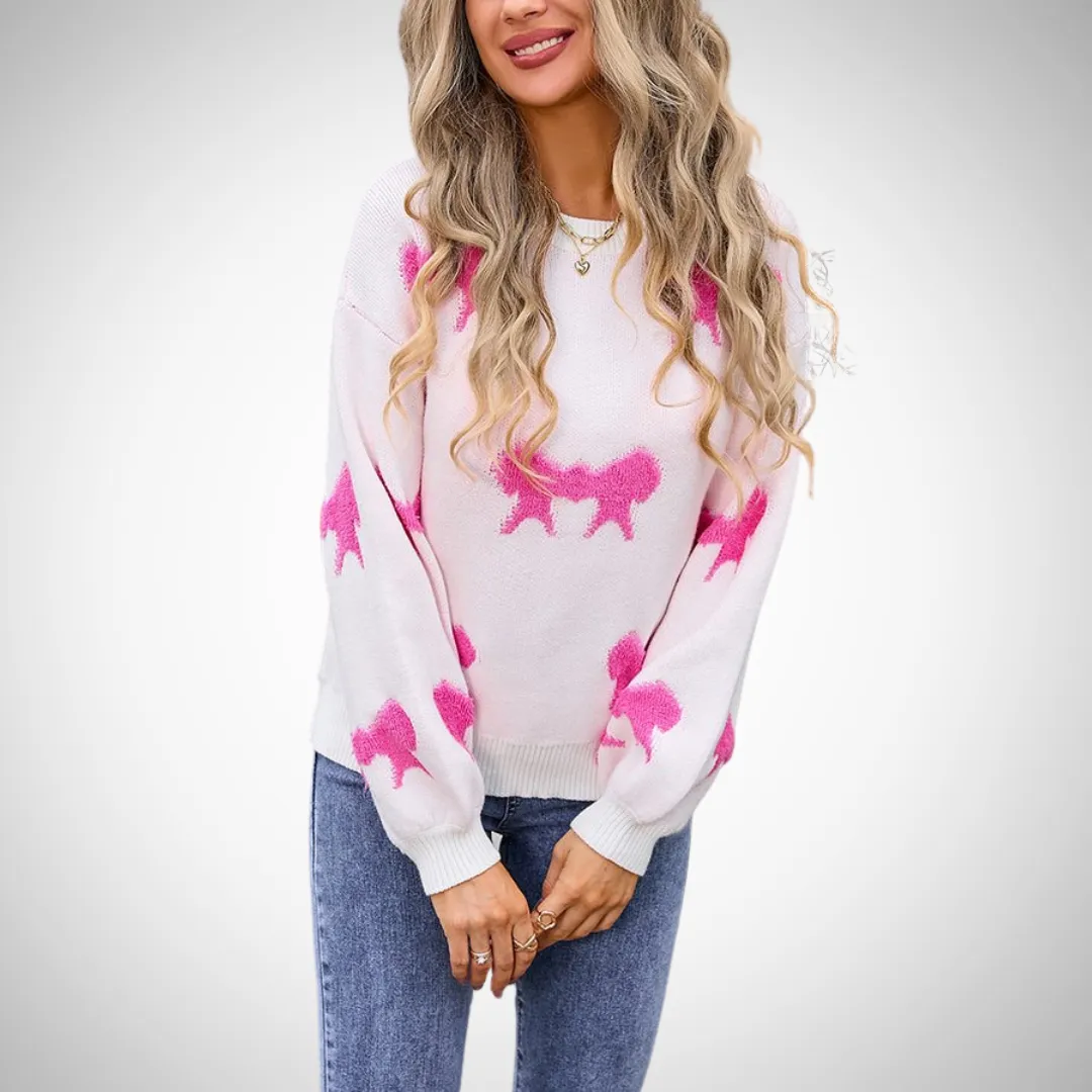 Amelie Playful Pink Patterned Sweater