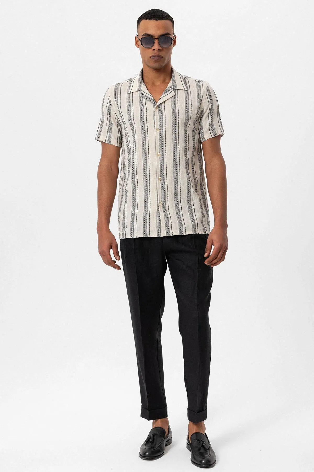 ANT Camp  Collar Striped Short Sleeve Men's Shirt - Túxpam de Rodríguez Cano