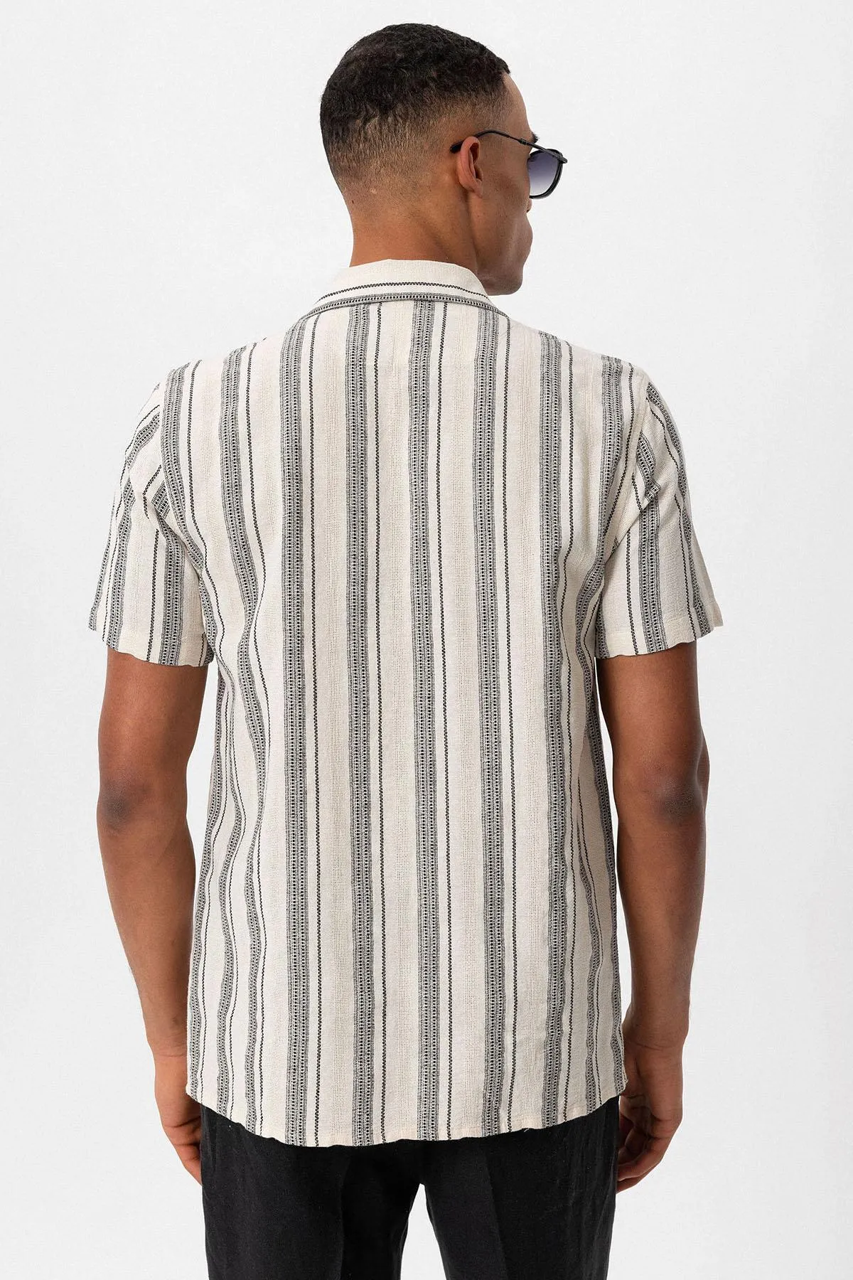 ANT Camp  Collar Striped Short Sleeve Men's Shirt - Túxpam de Rodríguez Cano