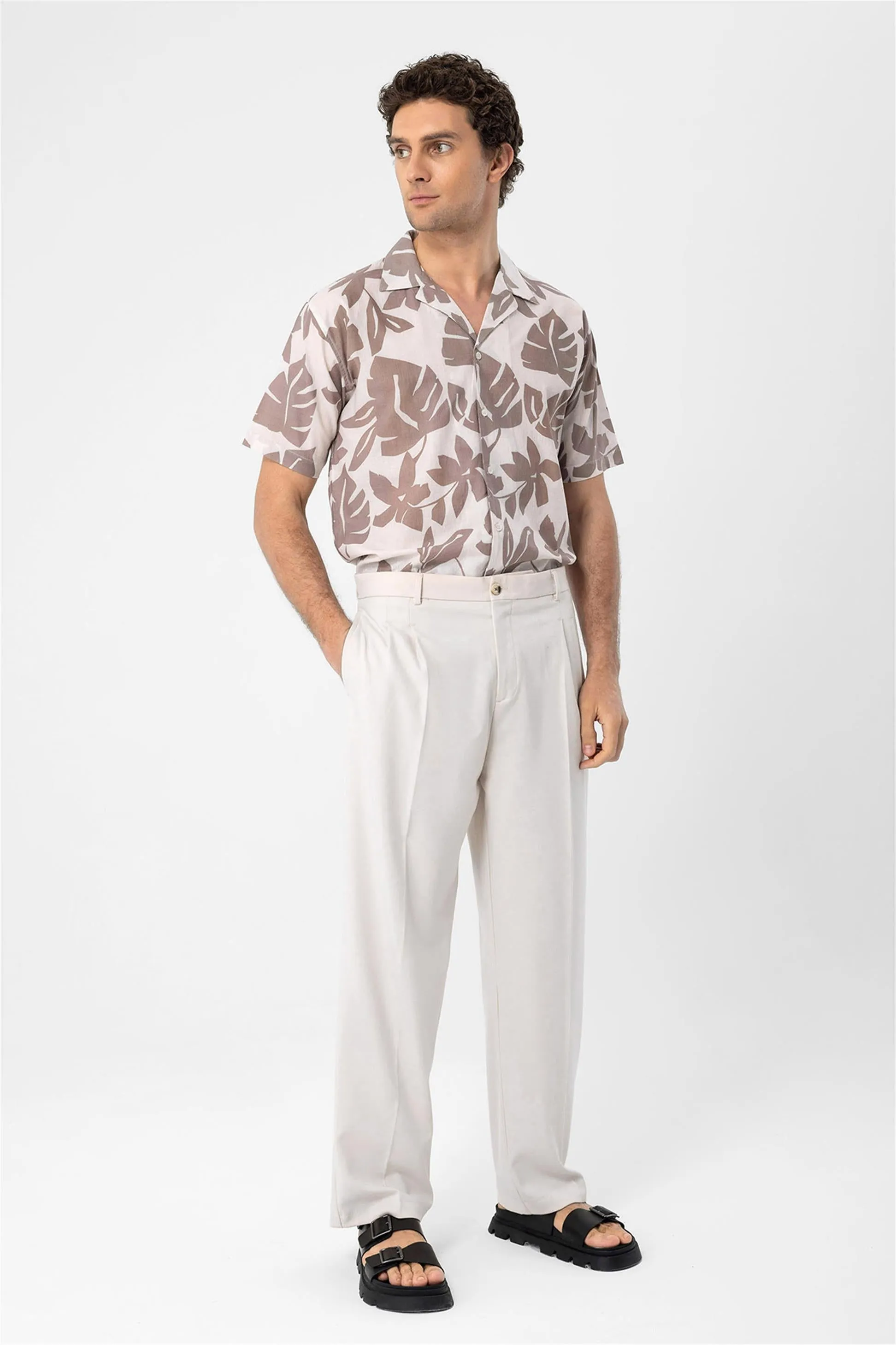 ANT Floral Patterned Top Collar Men's Shirt - Zimapan