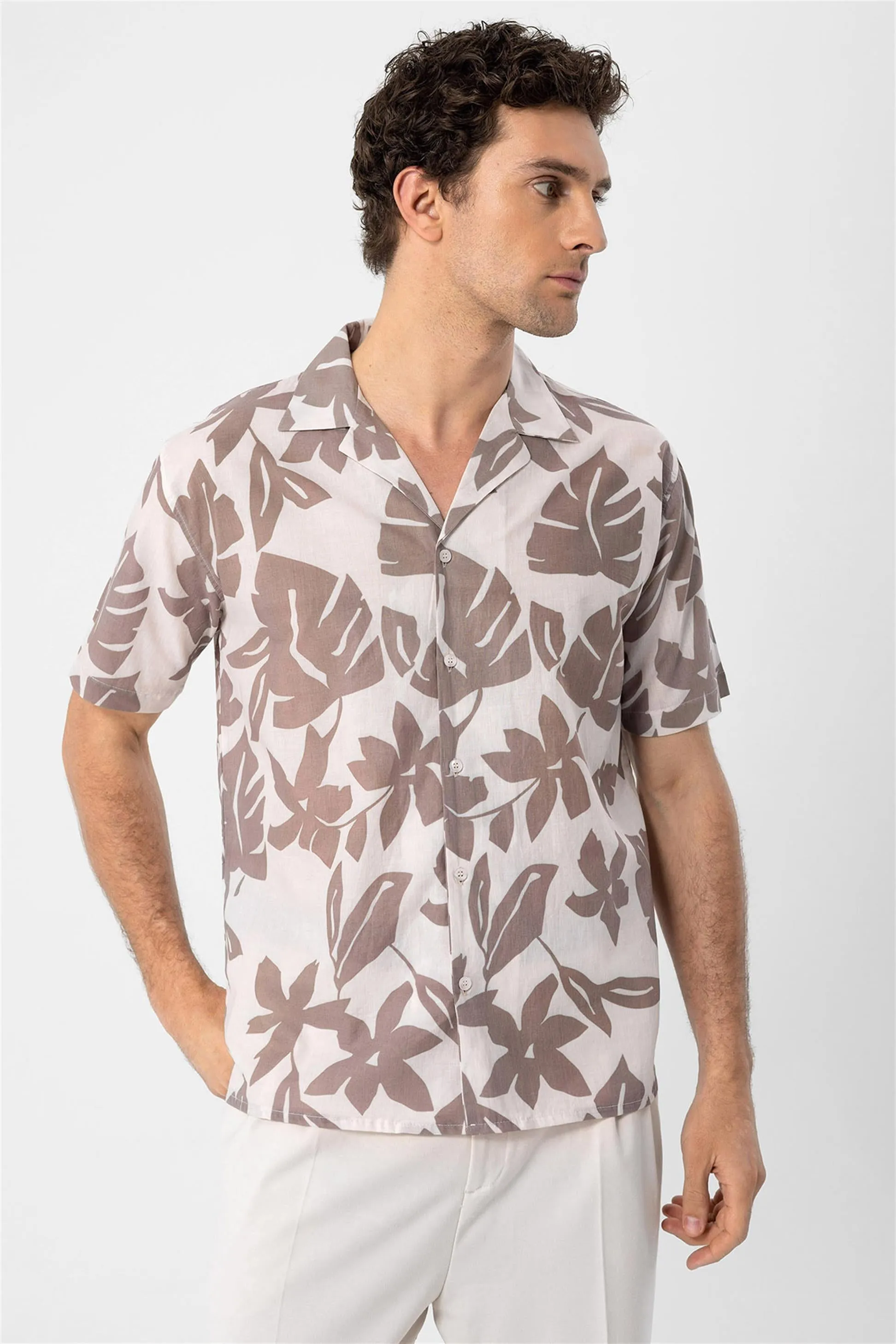 ANT Floral Patterned Top Collar Men's Shirt - Zimapan