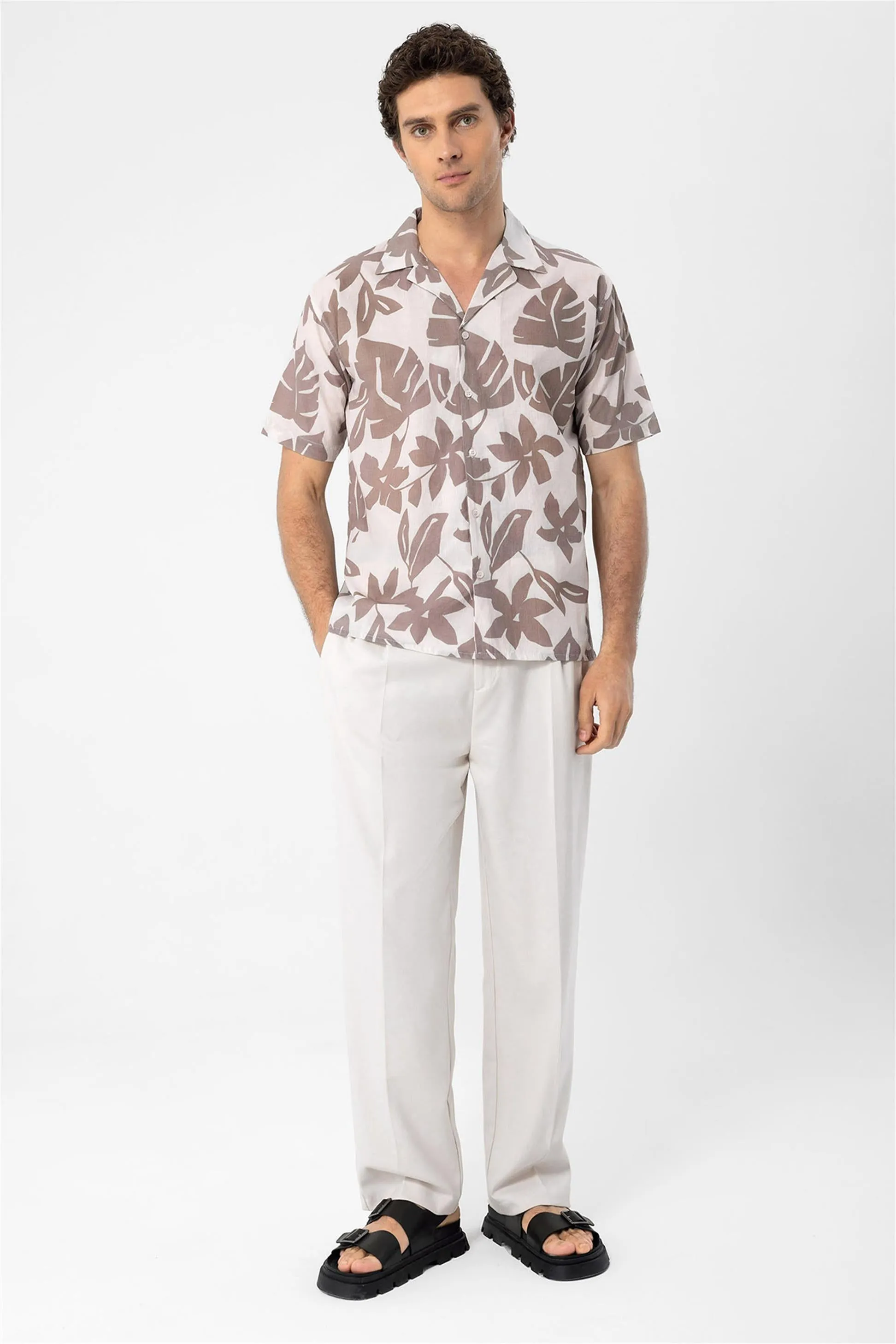 ANT Floral Patterned Top Collar Men's Shirt - Zimapan