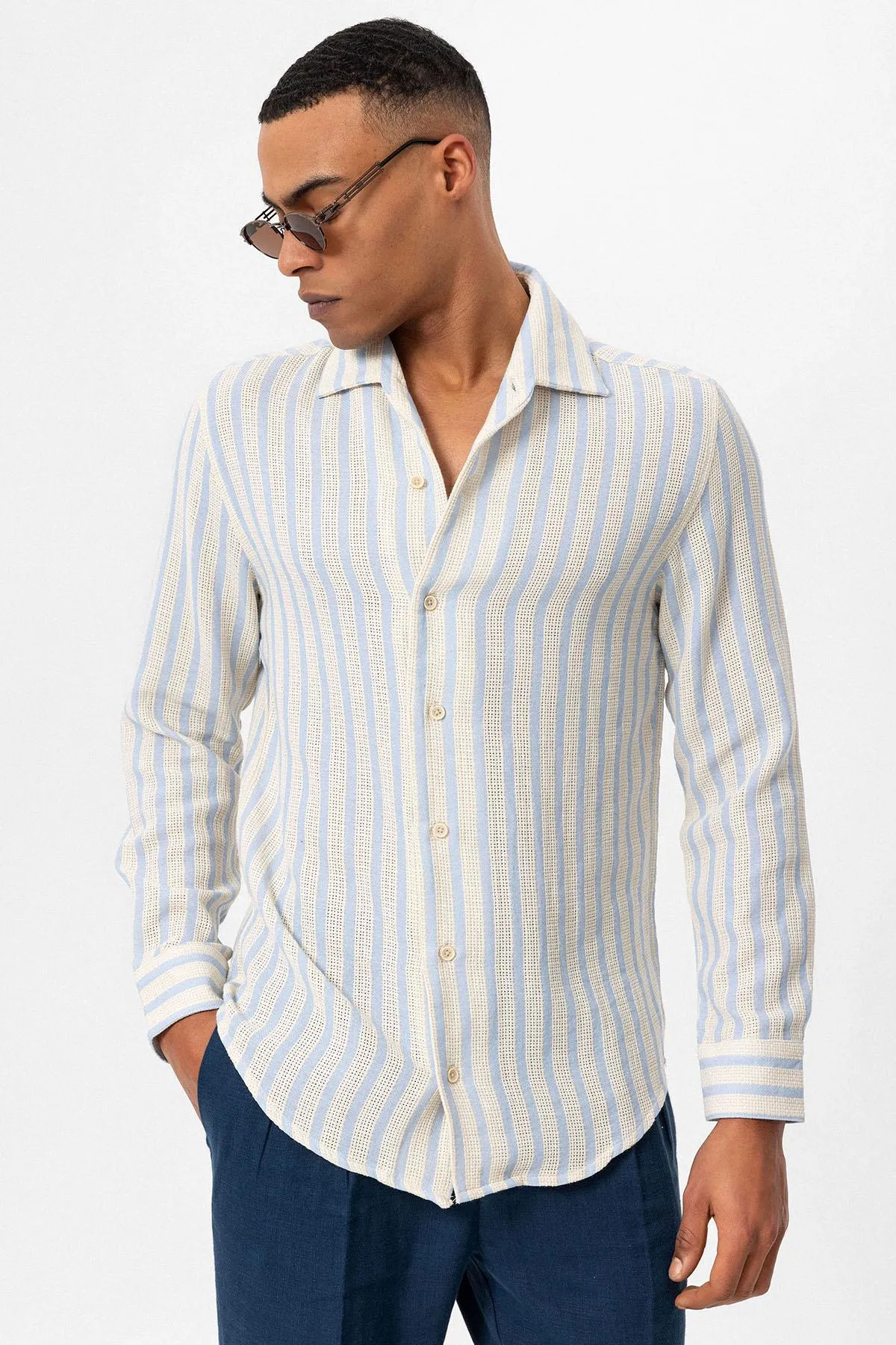 ANT Striped Knitted Long Sleeve Men's Shirt - Darwin