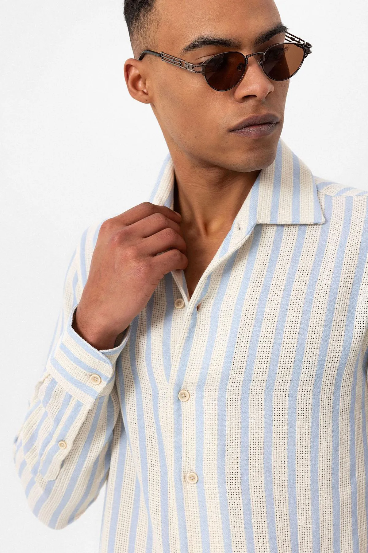 ANT Striped Knitted Long Sleeve Men's Shirt - Darwin