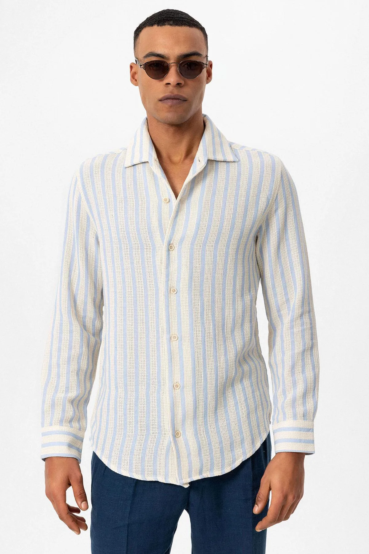 ANT Striped Knitted Long Sleeve Men's Shirt - Darwin