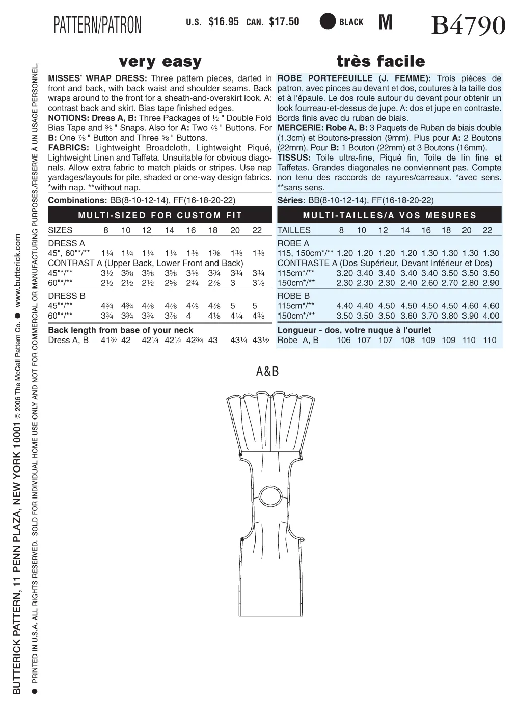 B4790 Misses' Wrap Dress