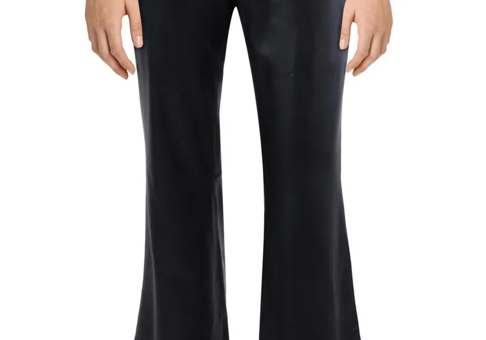 Bagatelle NYC Womens Faux Leather High Waist Flared Pants Black