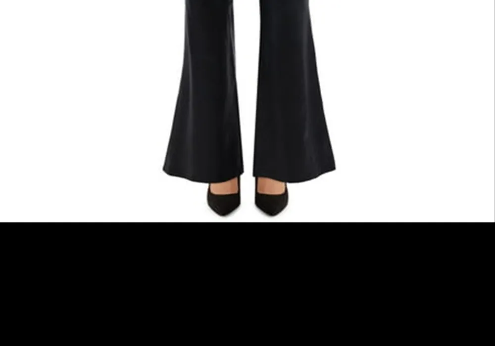 Bagatelle NYC Womens Faux Leather High Waist Flared Pants Black