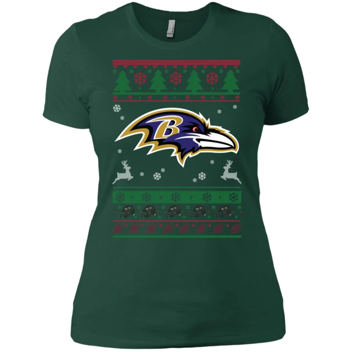 Baltimore Ravens Logo Football Teams Ugly Christmas Sweater Women T-Shirt