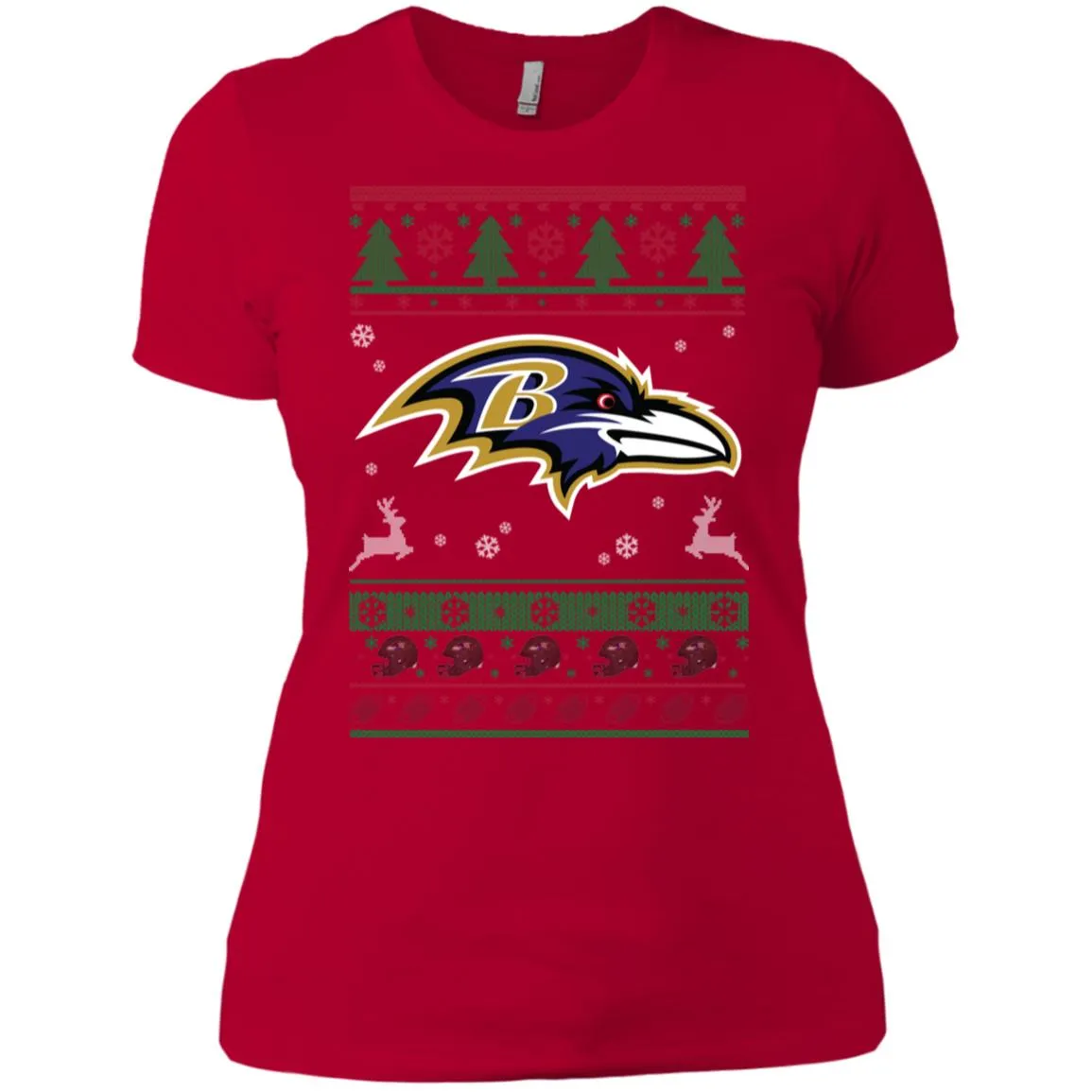 Baltimore Ravens Logo Football Teams Ugly Christmas Sweater Women T-Shirt
