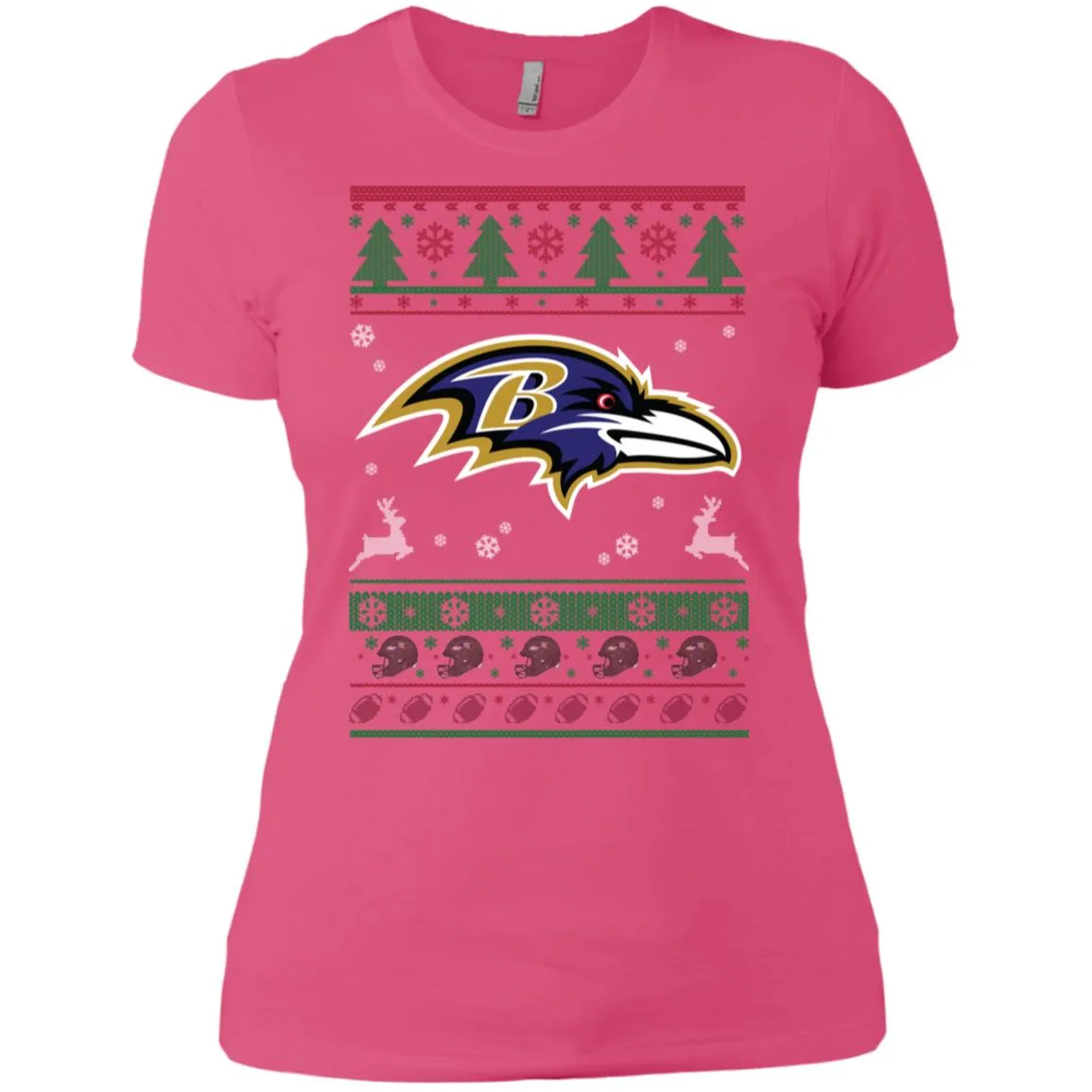 Baltimore Ravens Logo Football Teams Ugly Christmas Sweater Women T-Shirt
