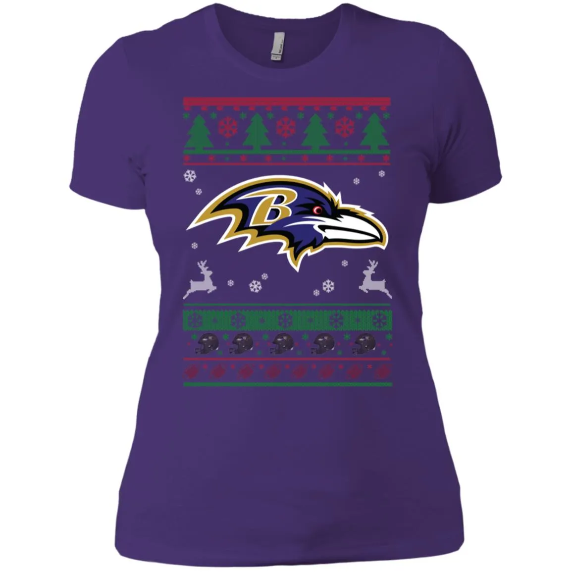 Baltimore Ravens Logo Football Teams Ugly Christmas Sweater Women T-Shirt