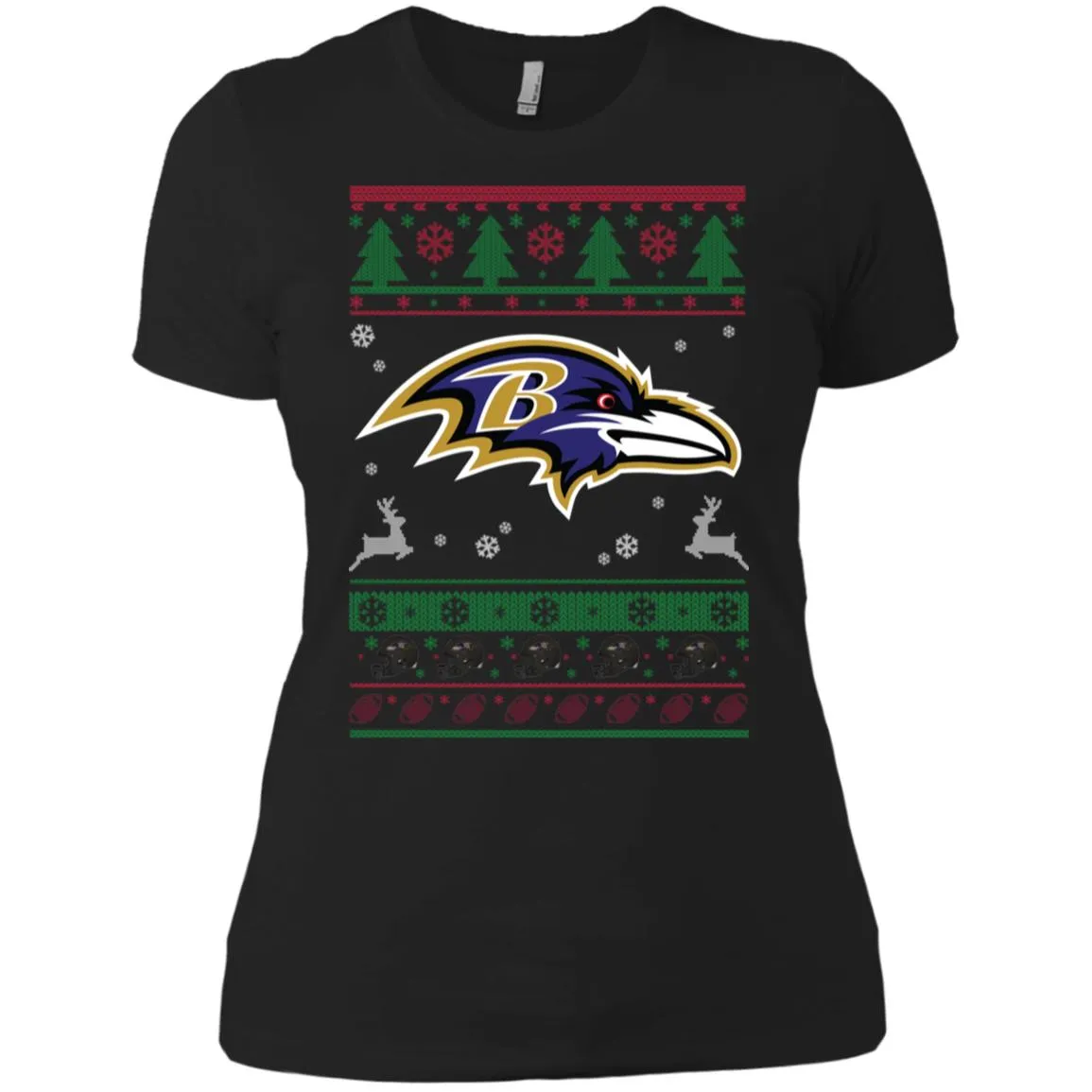 Baltimore Ravens Logo Football Teams Ugly Christmas Sweater Women T-Shirt