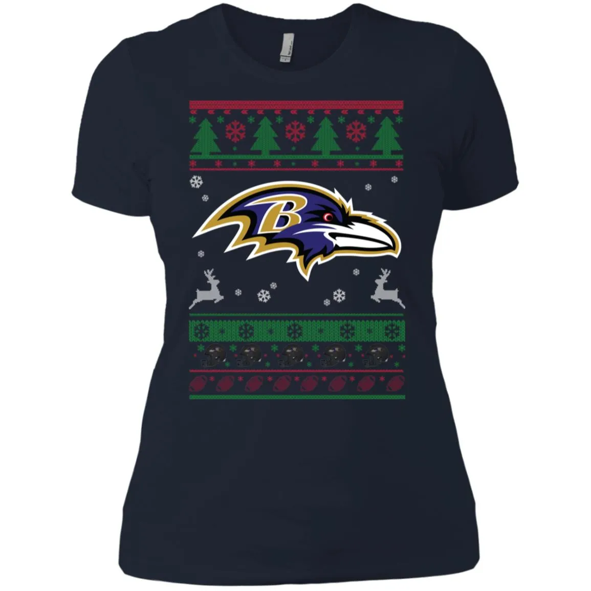 Baltimore Ravens Logo Football Teams Ugly Christmas Sweater Women T-Shirt