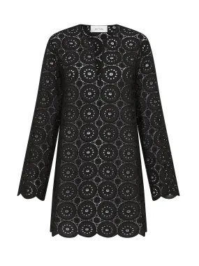 Black broderie tunic dress