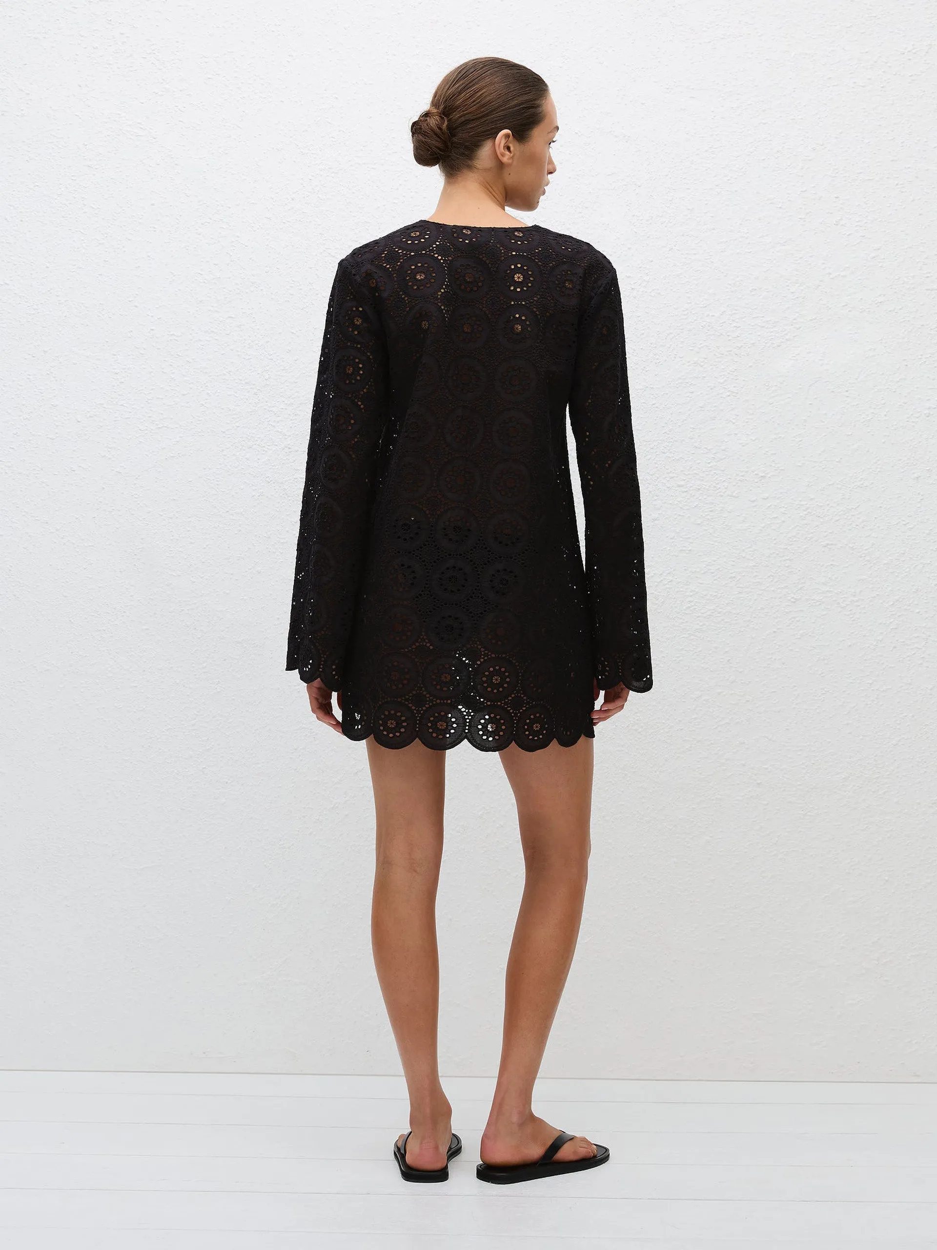 Black broderie tunic dress