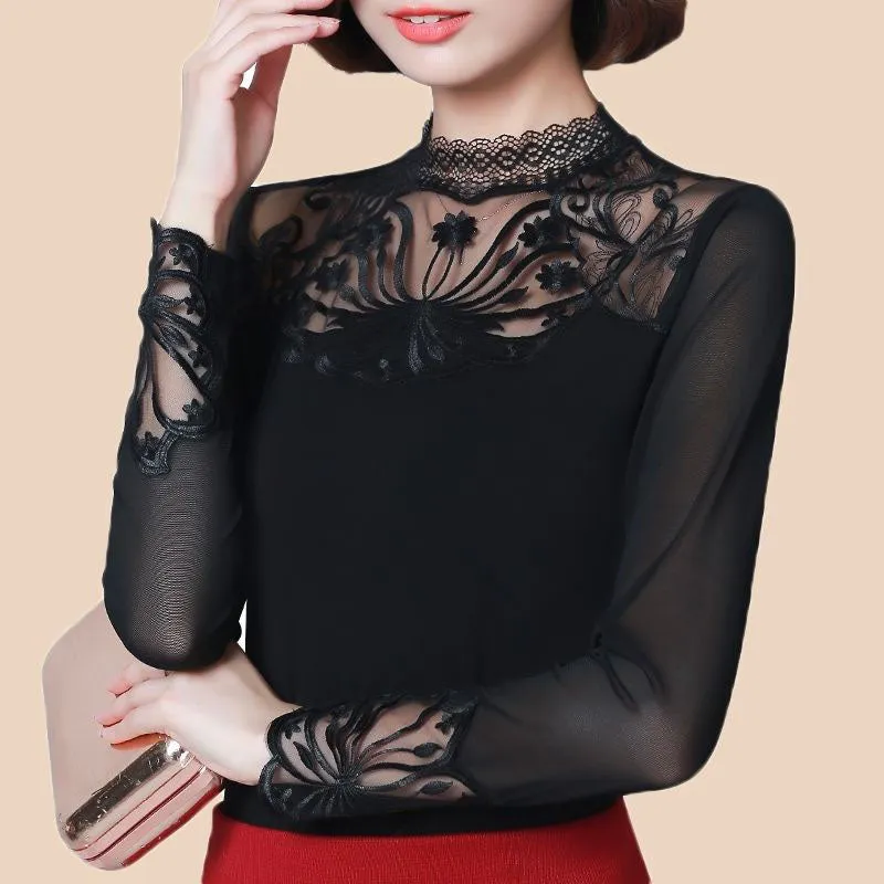 Black Hollow Out Blouse