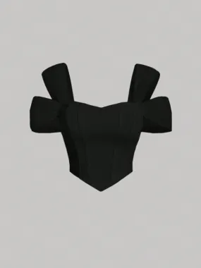 Black MOD Off Shoulder Irregular Hem Top