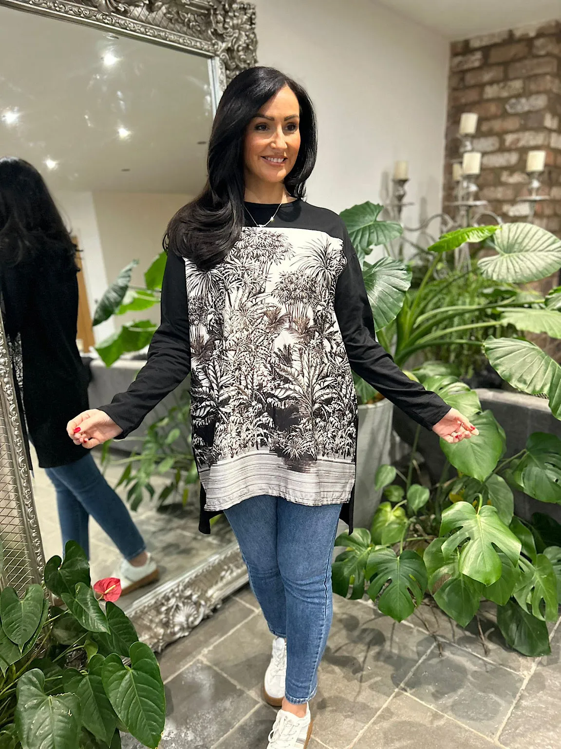 Black Rainforest Print Tunic Vienna