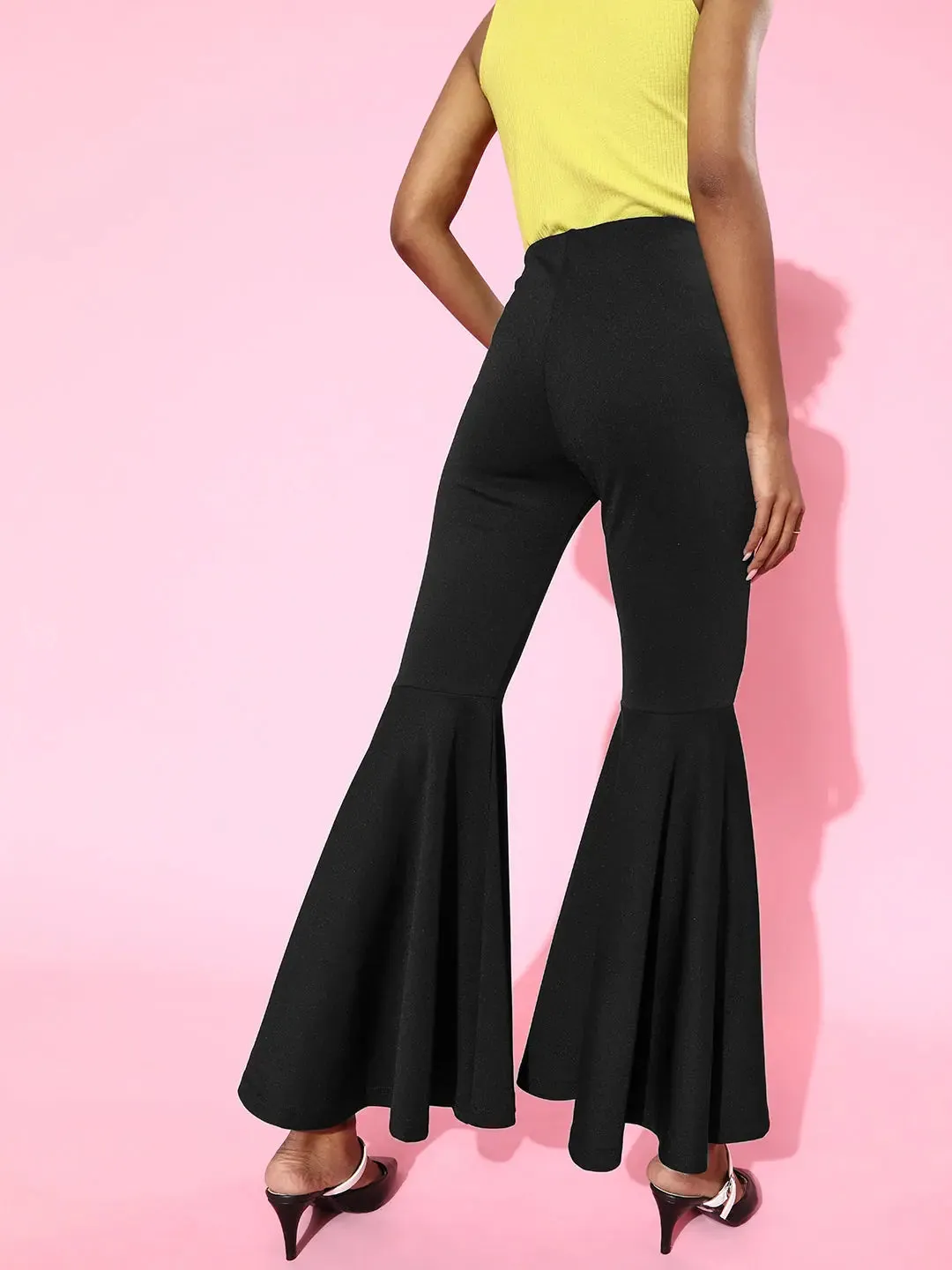 Black Scuba Ruffle Pants