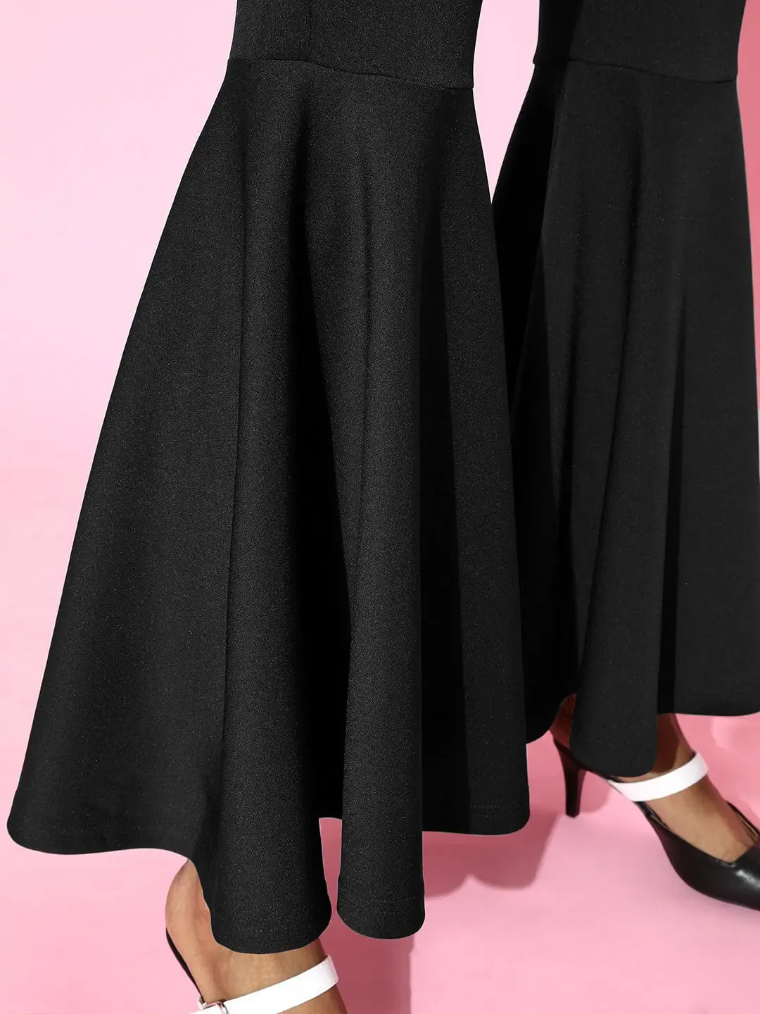 Black Scuba Ruffle Pants