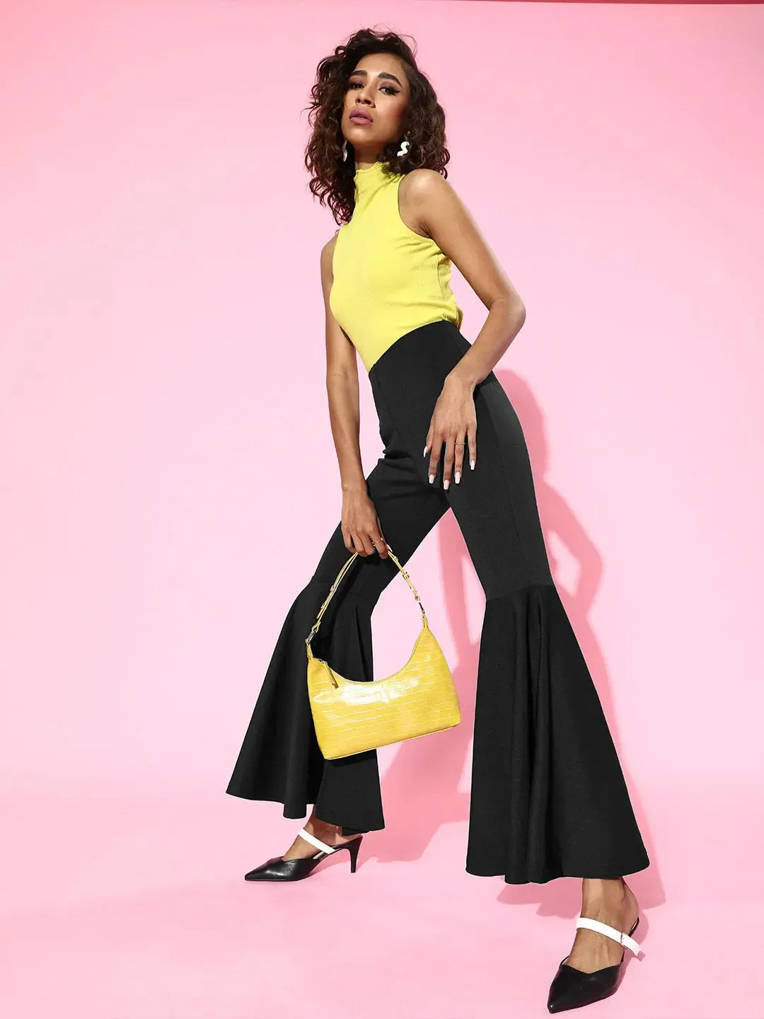 Black Scuba Ruffle Pants