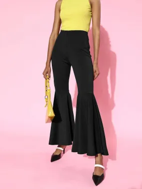 Black Scuba Ruffle Pants