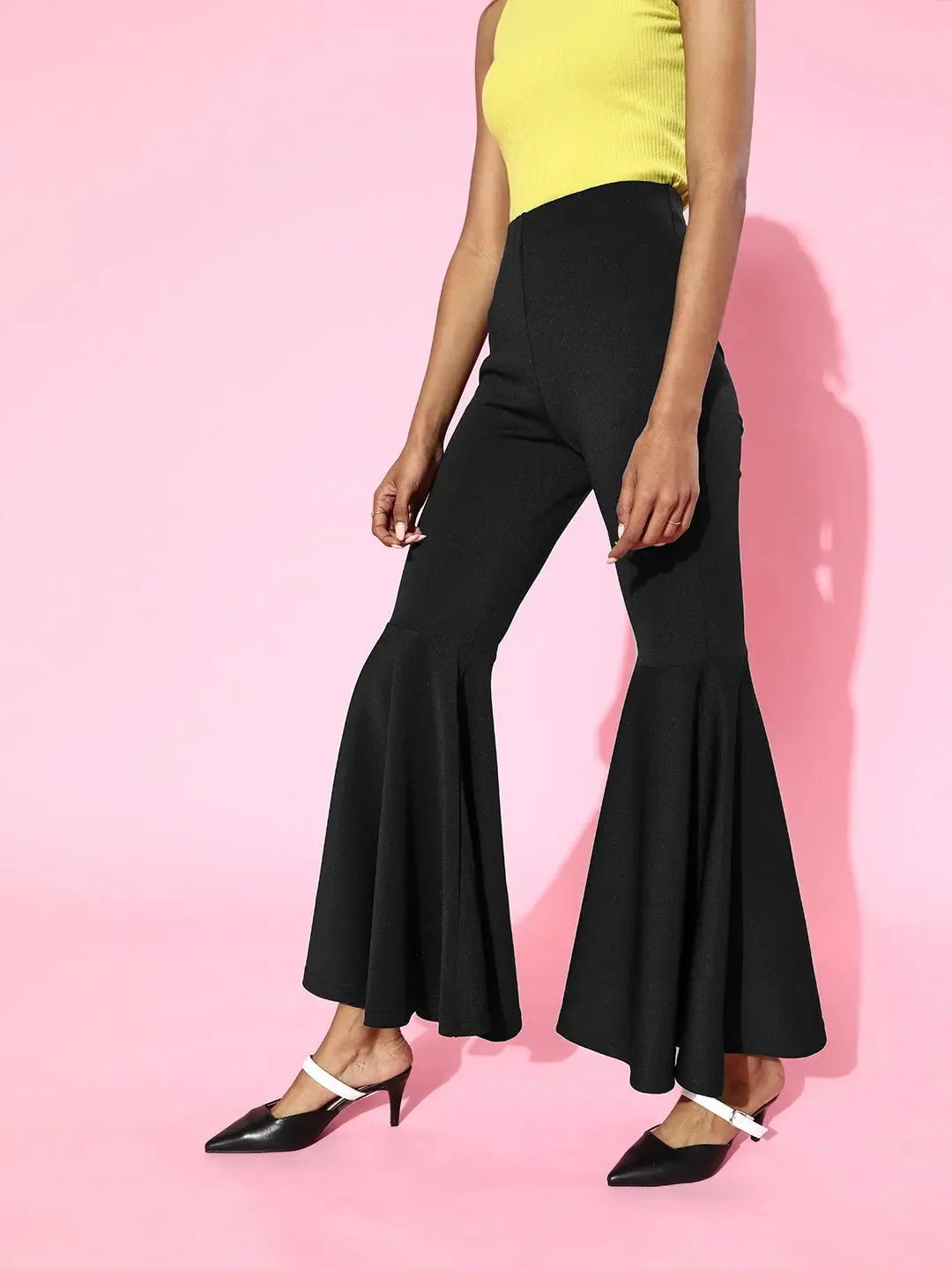 Black Scuba Ruffle Pants