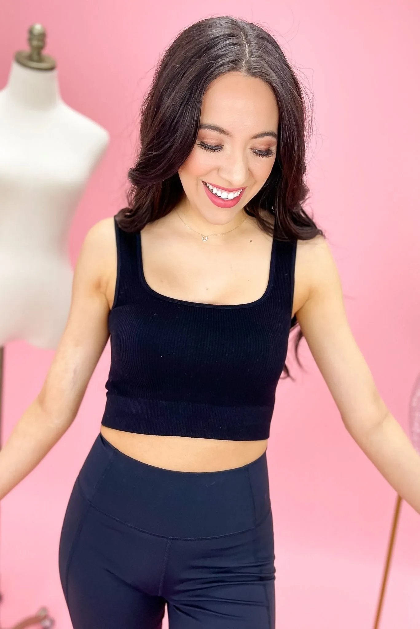 Black Thick Rib Mini Tank