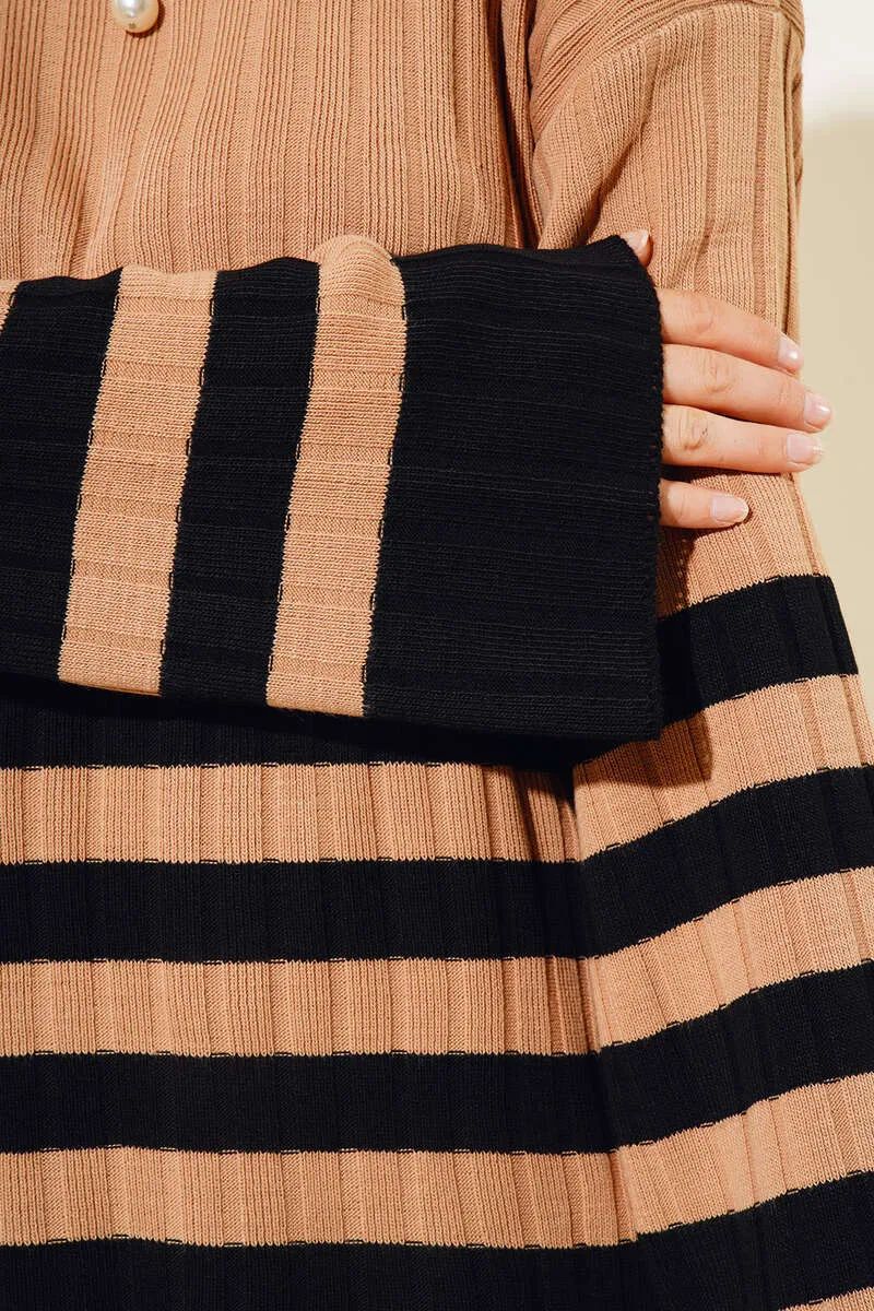 BNG Women Casual Striped Sleeve Knit Set Mink - Clermont