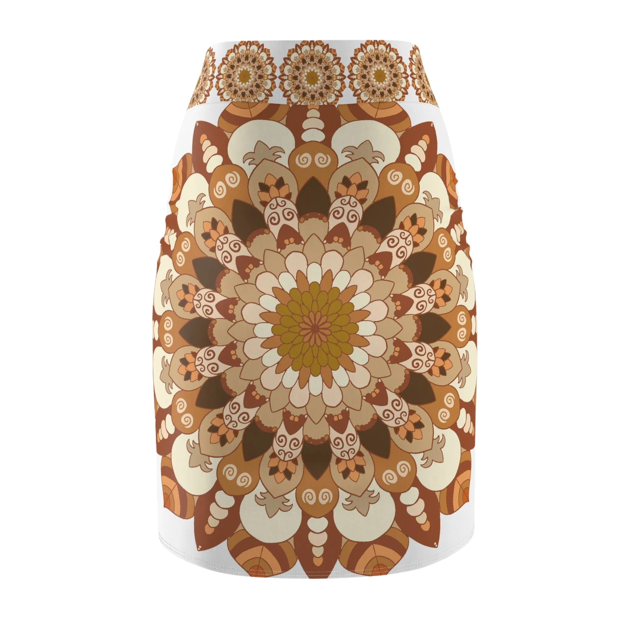 Bohemian Mandala Pencil Skirt in Purple/Azure
