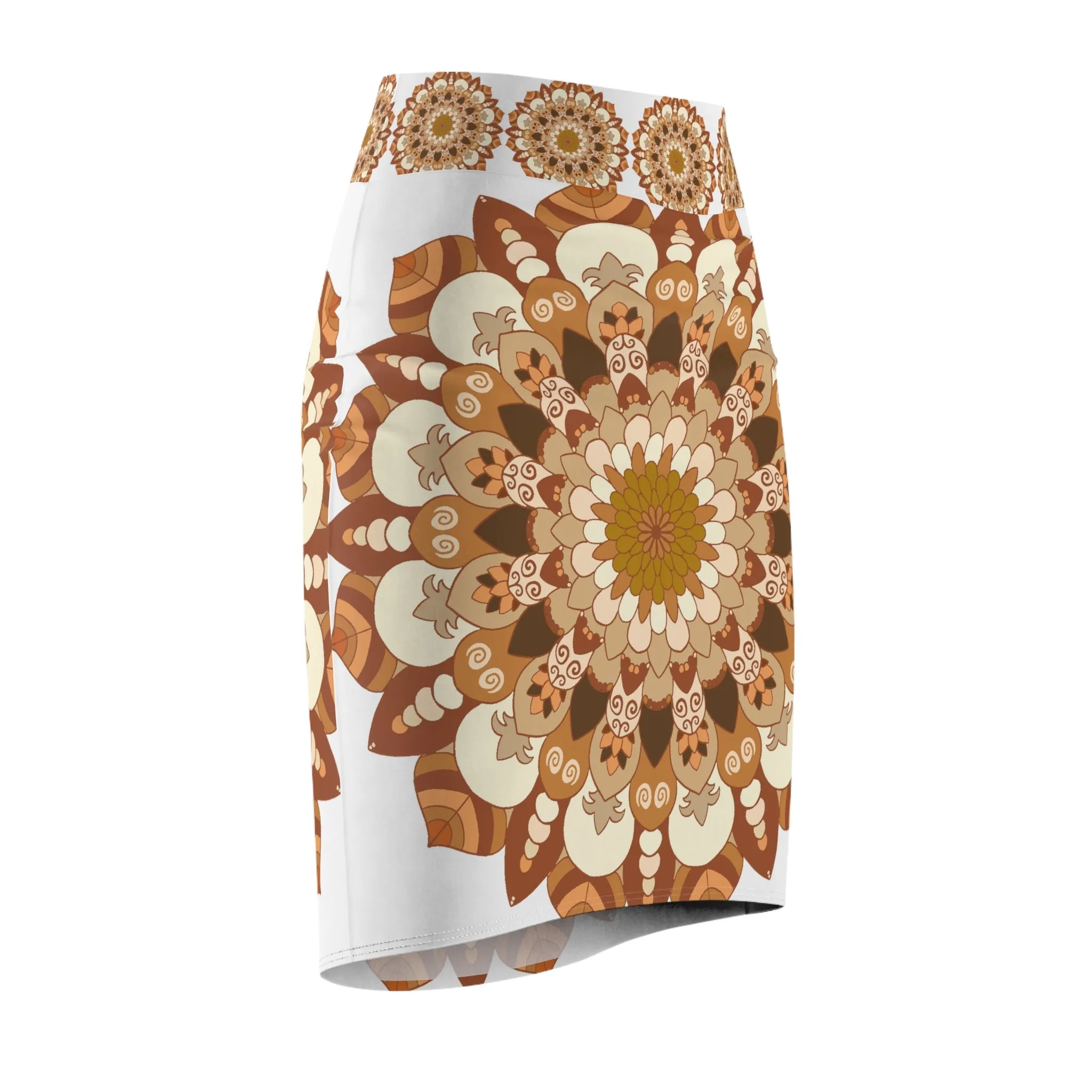 Bohemian Mandala Pencil Skirt in Purple/Azure