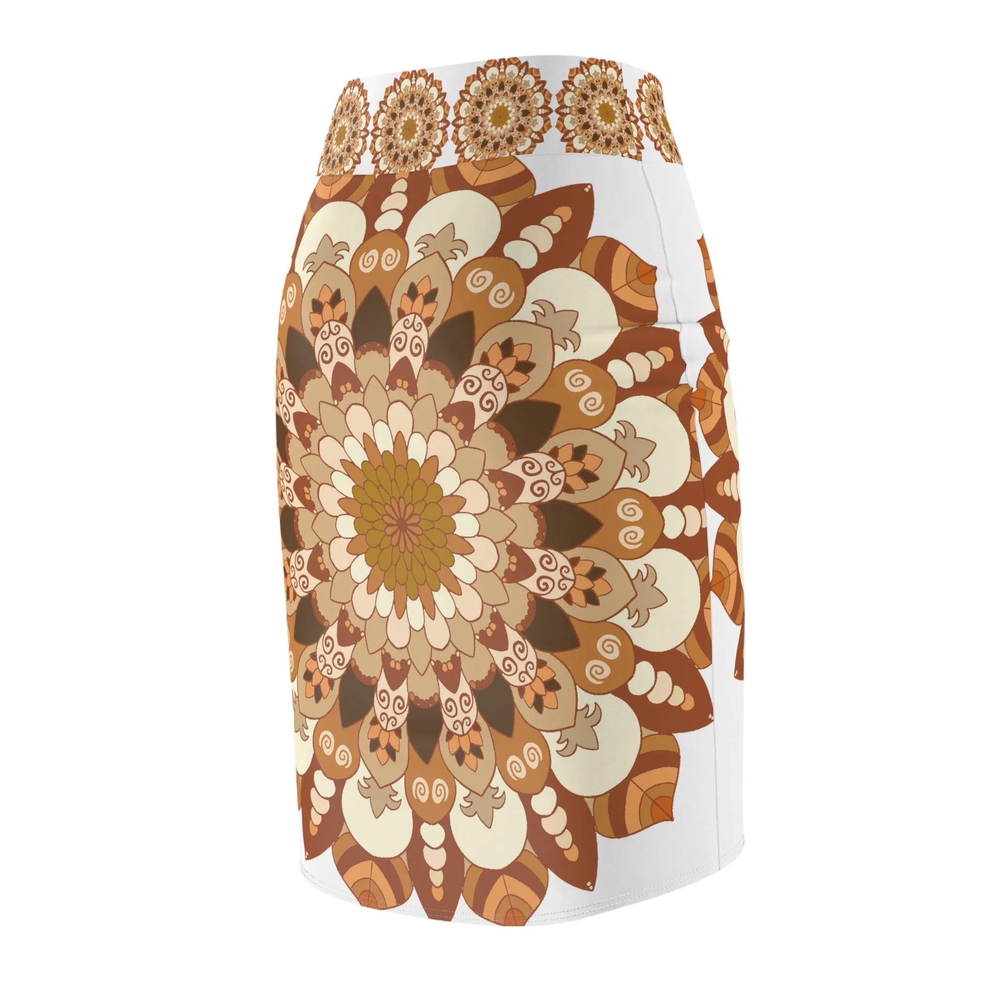 Bohemian Mandala Pencil Skirt in Purple/Azure