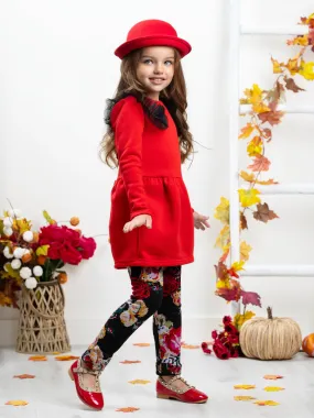 Burgundy Tulle Shoulder Long Sleeved Tunic by Kids Couture
