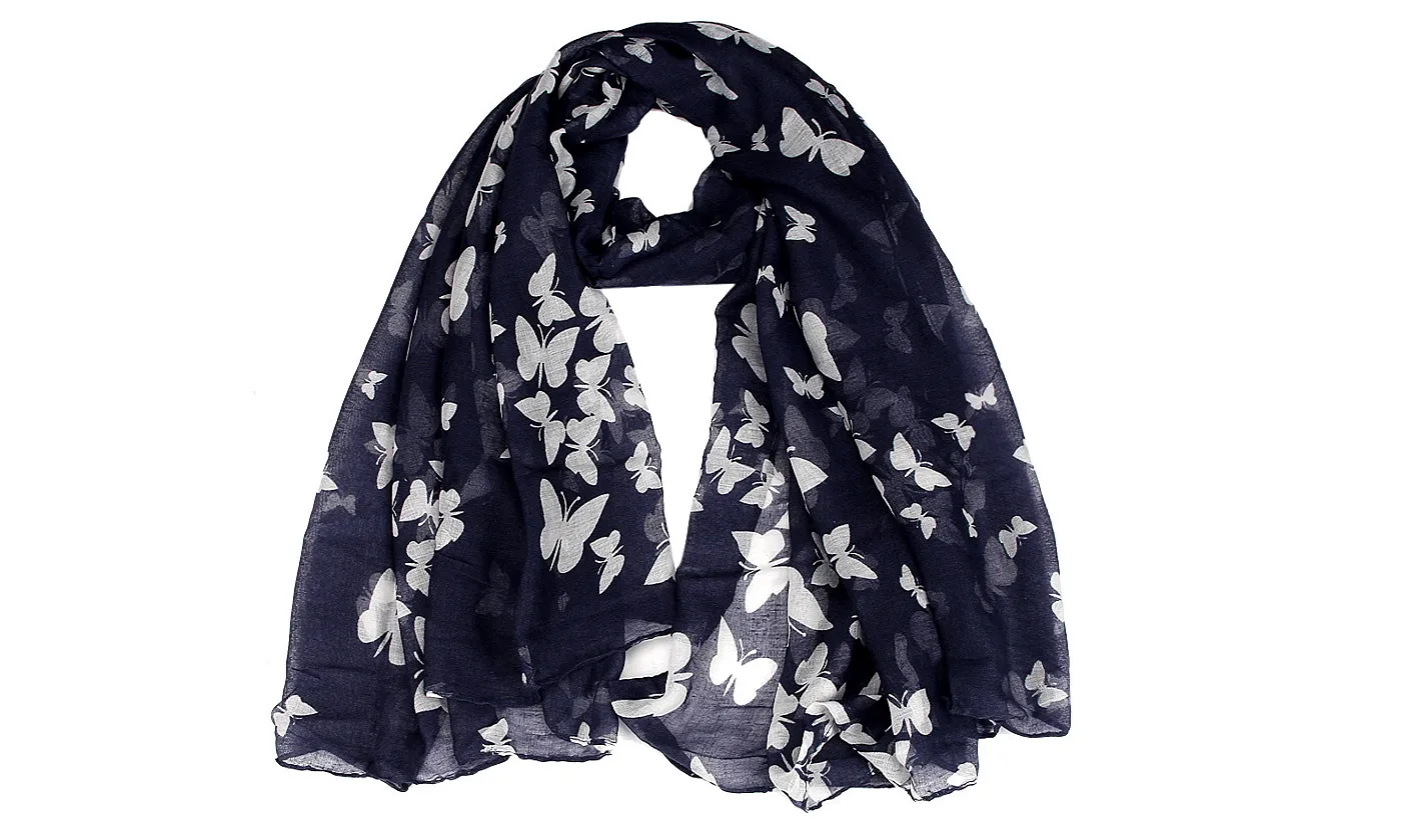 Butterfly Print Women Long Necklace Scarfs