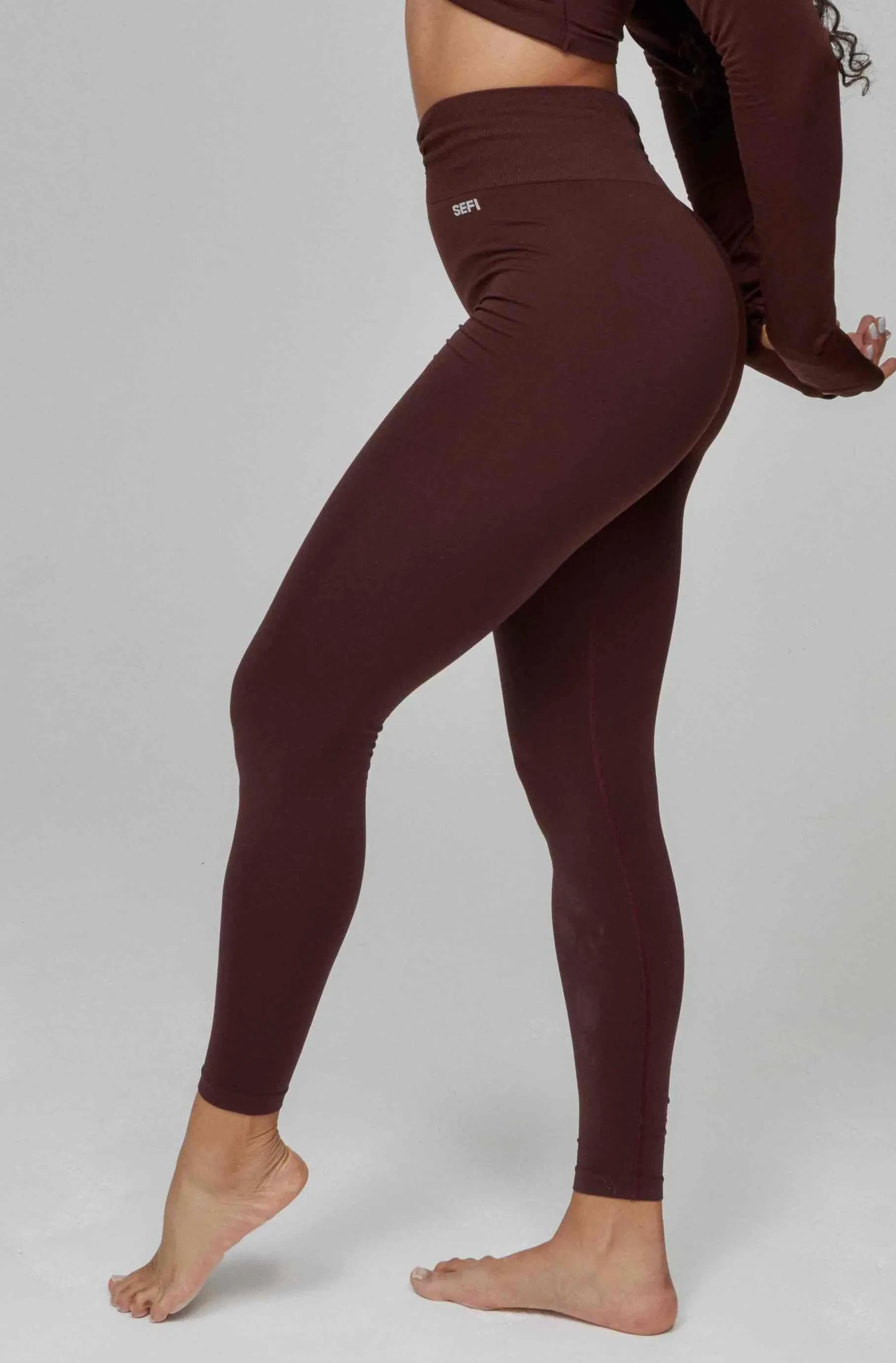 Butterluxe Ruched Waist Leggings Full Length - Bitter Chocolate