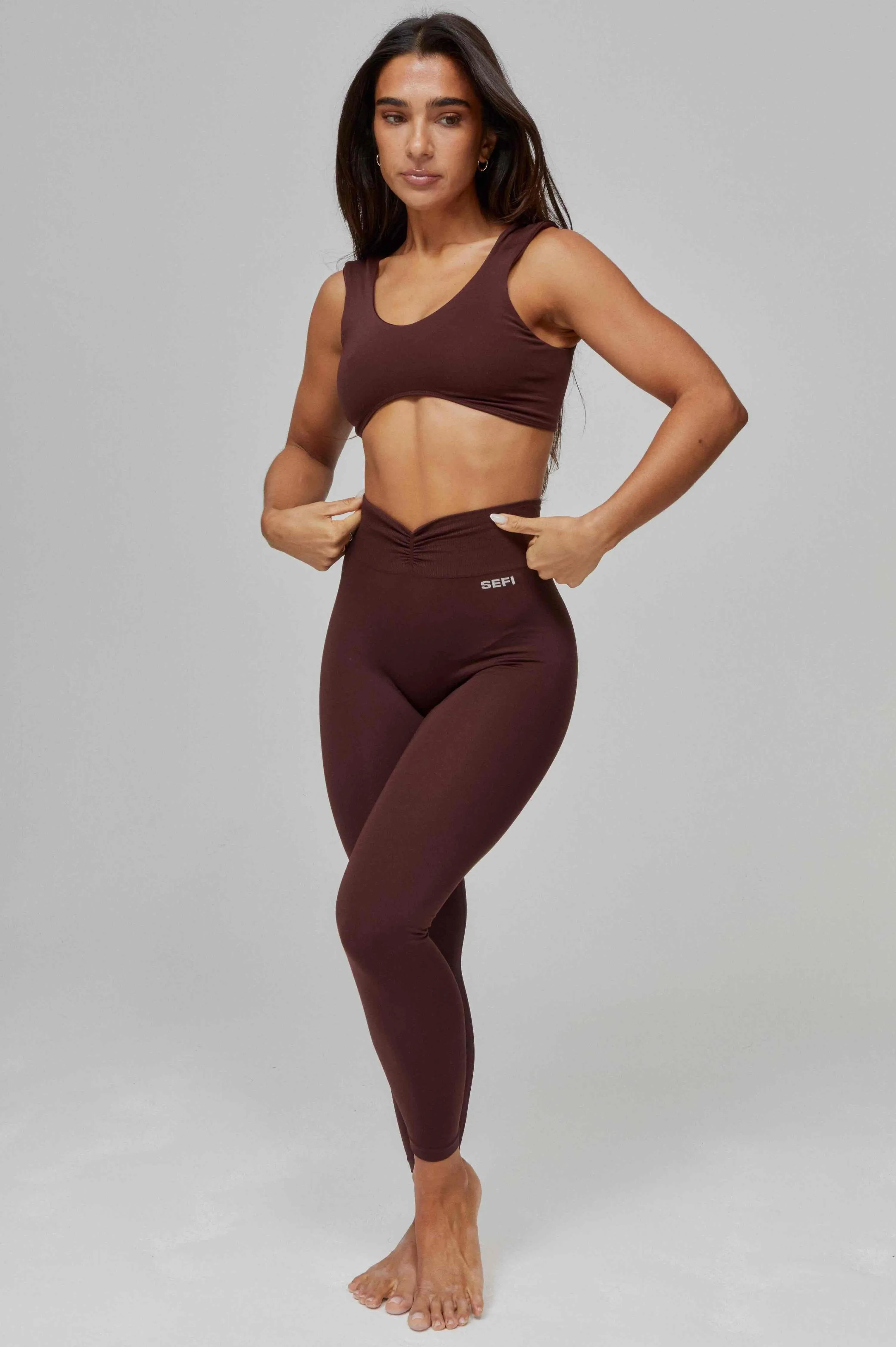 Butterluxe Ruched Waist Leggings Full Length - Bitter Chocolate