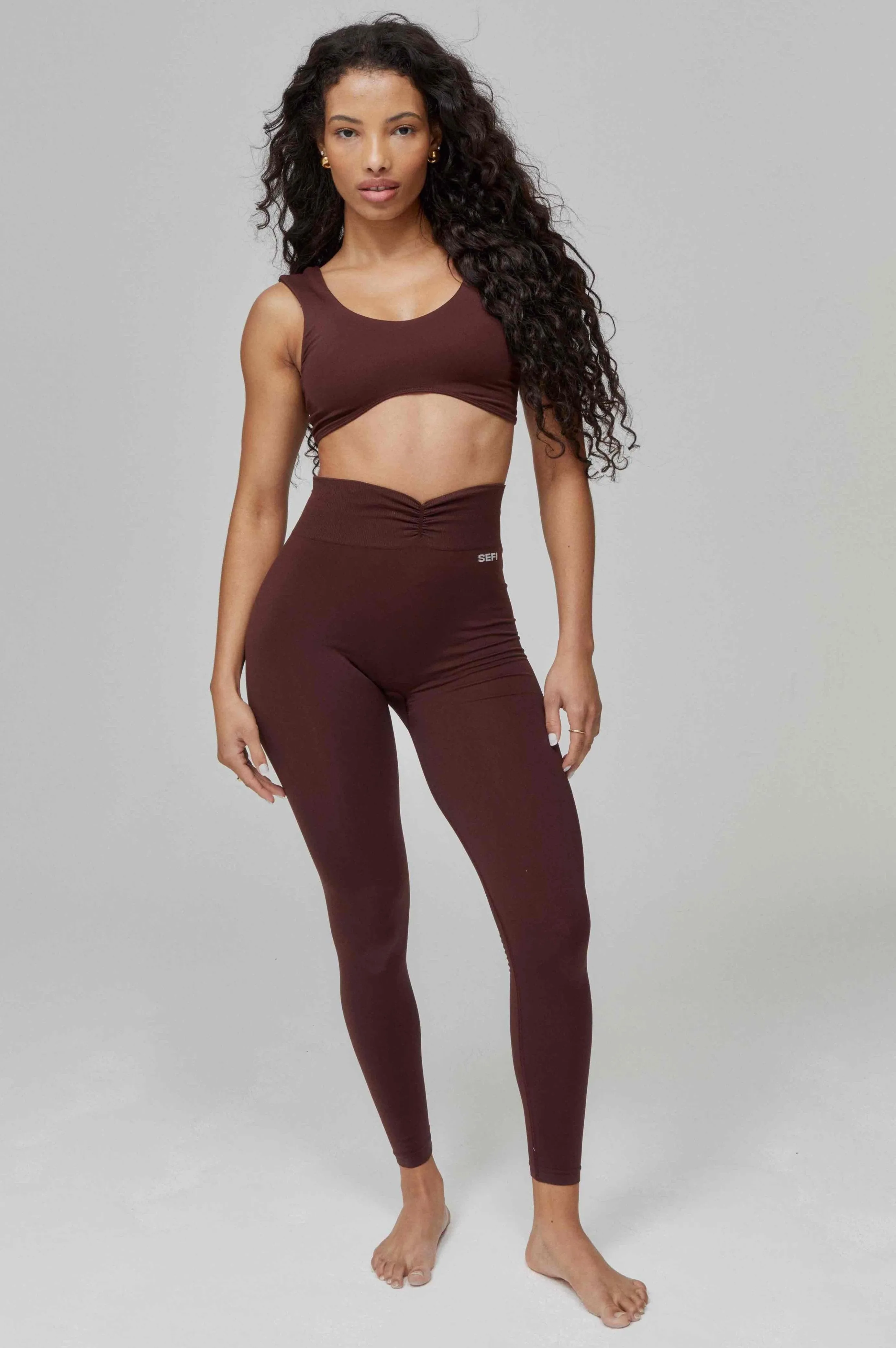 Butterluxe Ruched Waist Leggings Full Length - Bitter Chocolate
